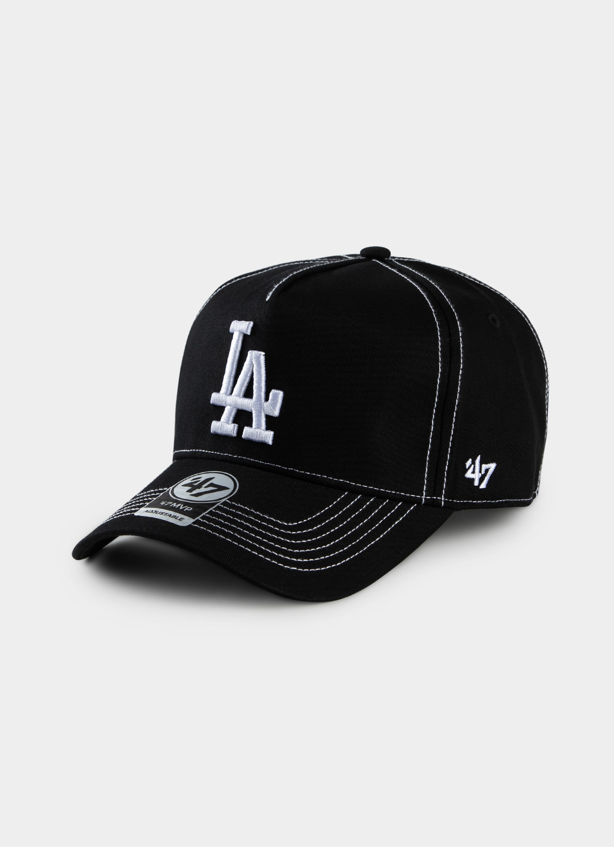 47 Brand Mlb Los Angeles Dodgers Contrast Stitch Mvp Dt Cap in Black Red Rat