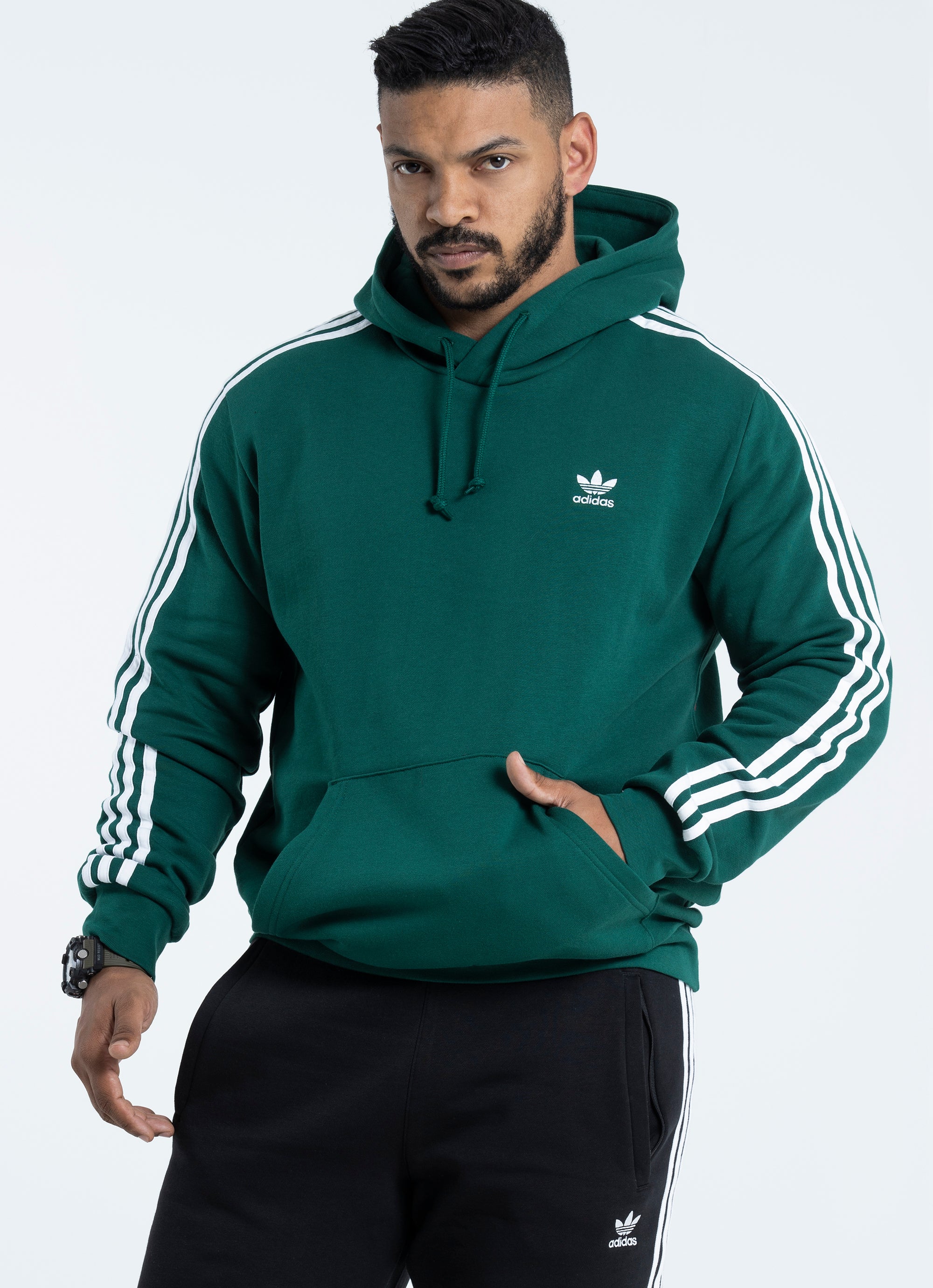 adidas 3 stripe red hoodie