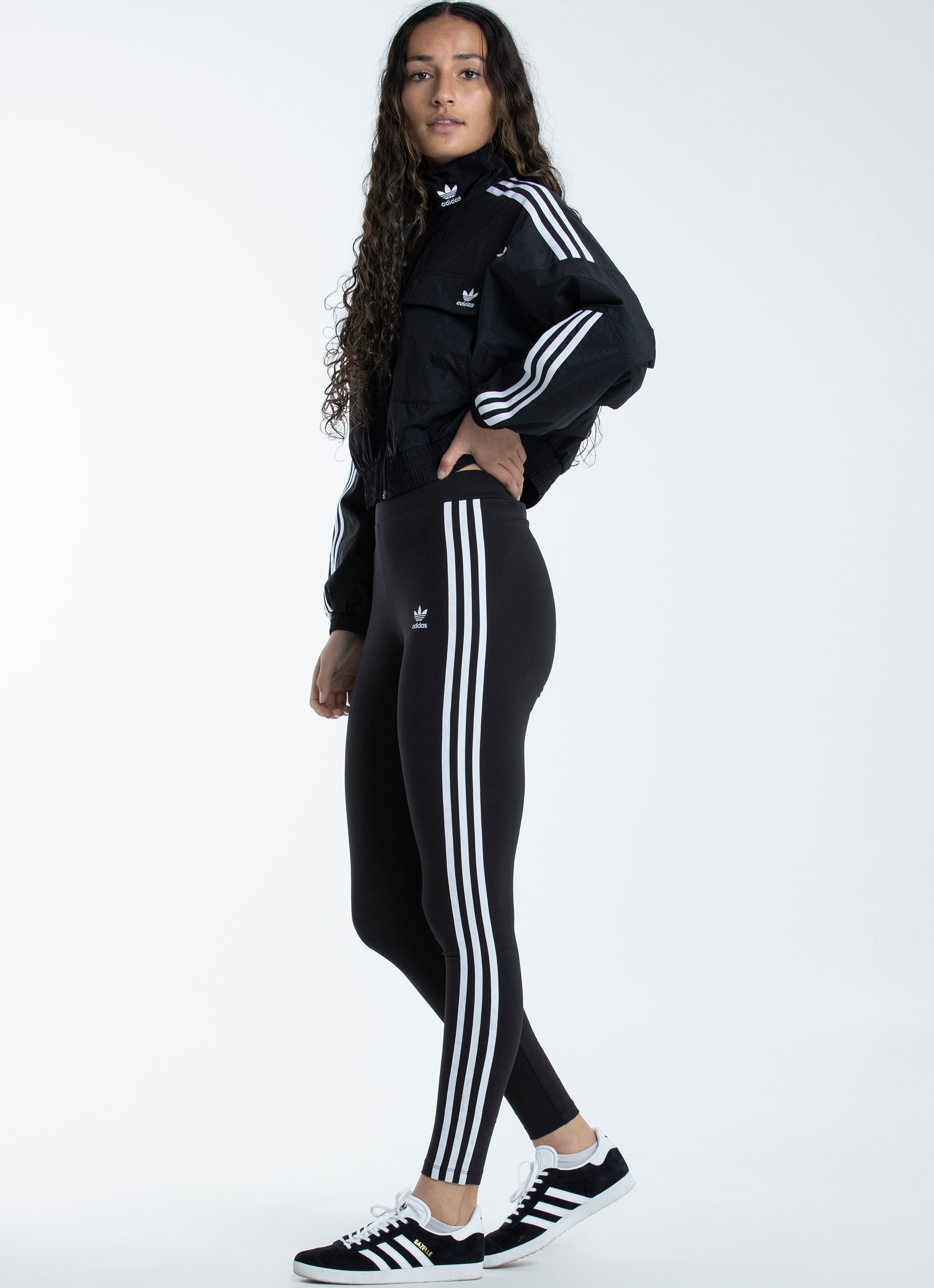 Adidas Women's Trefoil & 3 Stripes Leggings Black Grey Size 8 10 12 14 |  eBay