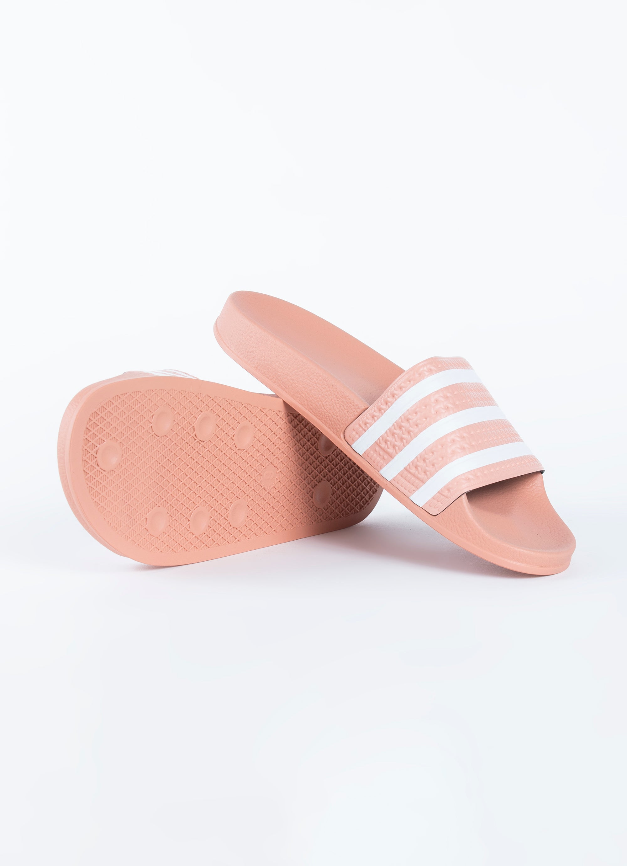 peach adidas slides