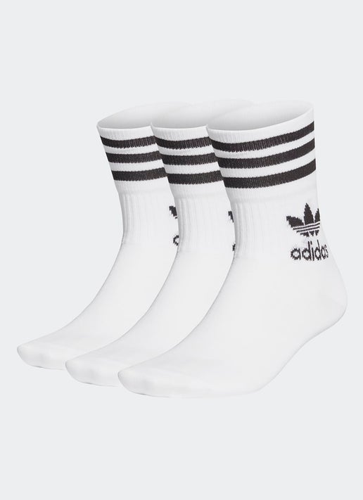 Adidas Originals Mid Crew 3-pair Socks In White 