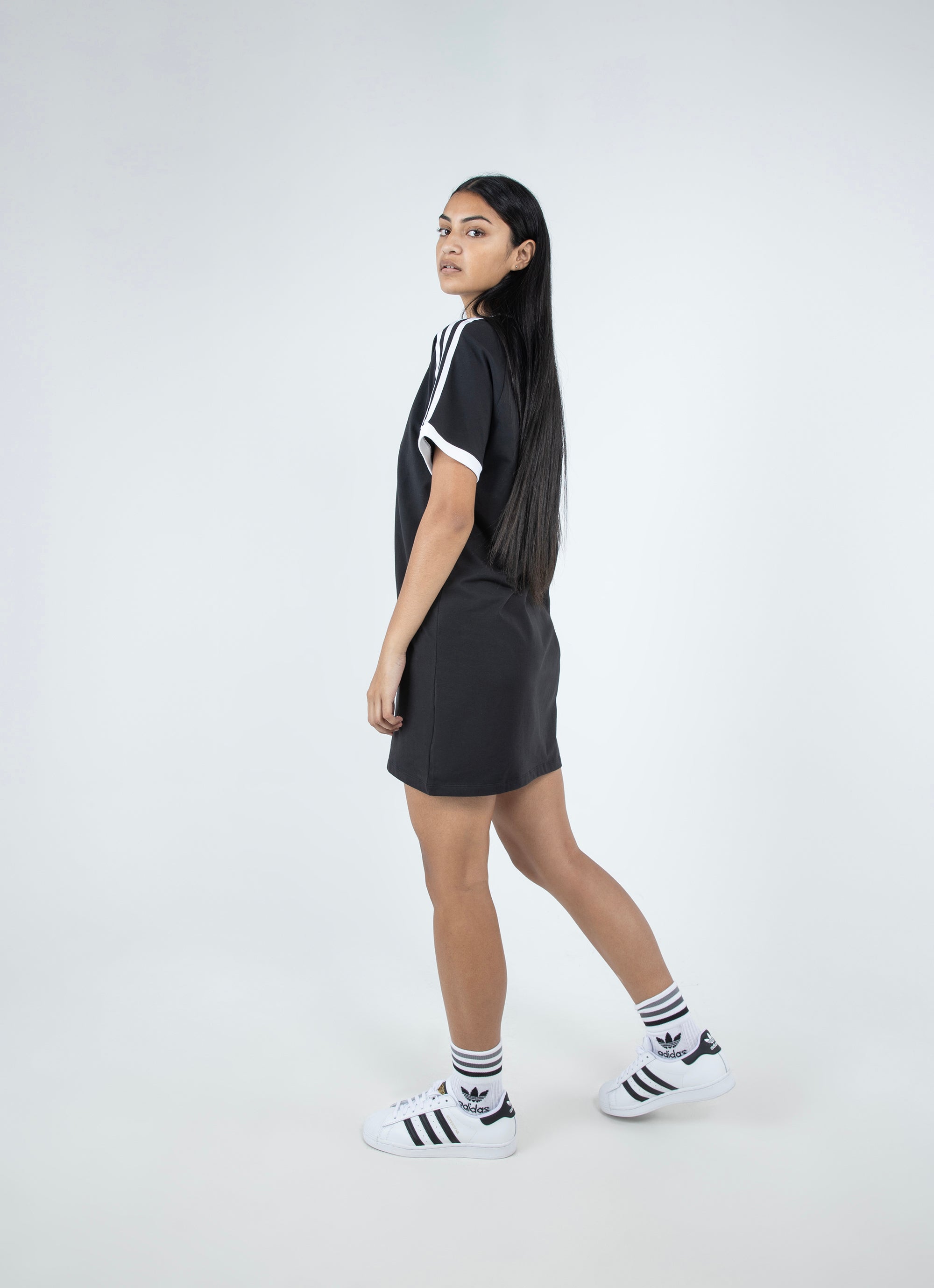 Adidas Originals 3 Stripes Raglan Dress Womens in Black Red Rat