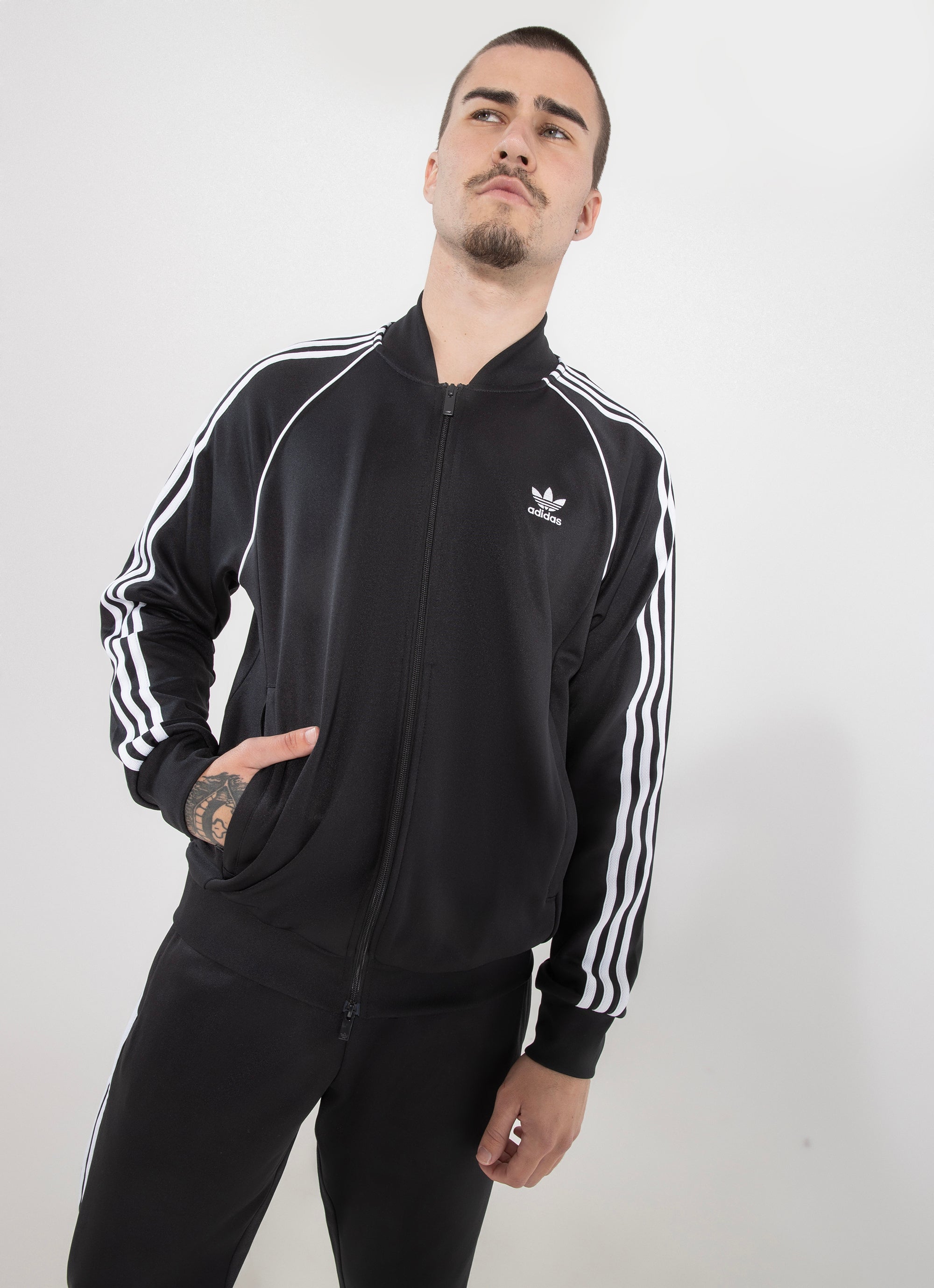 Adidas black superstar track jacket hotsell