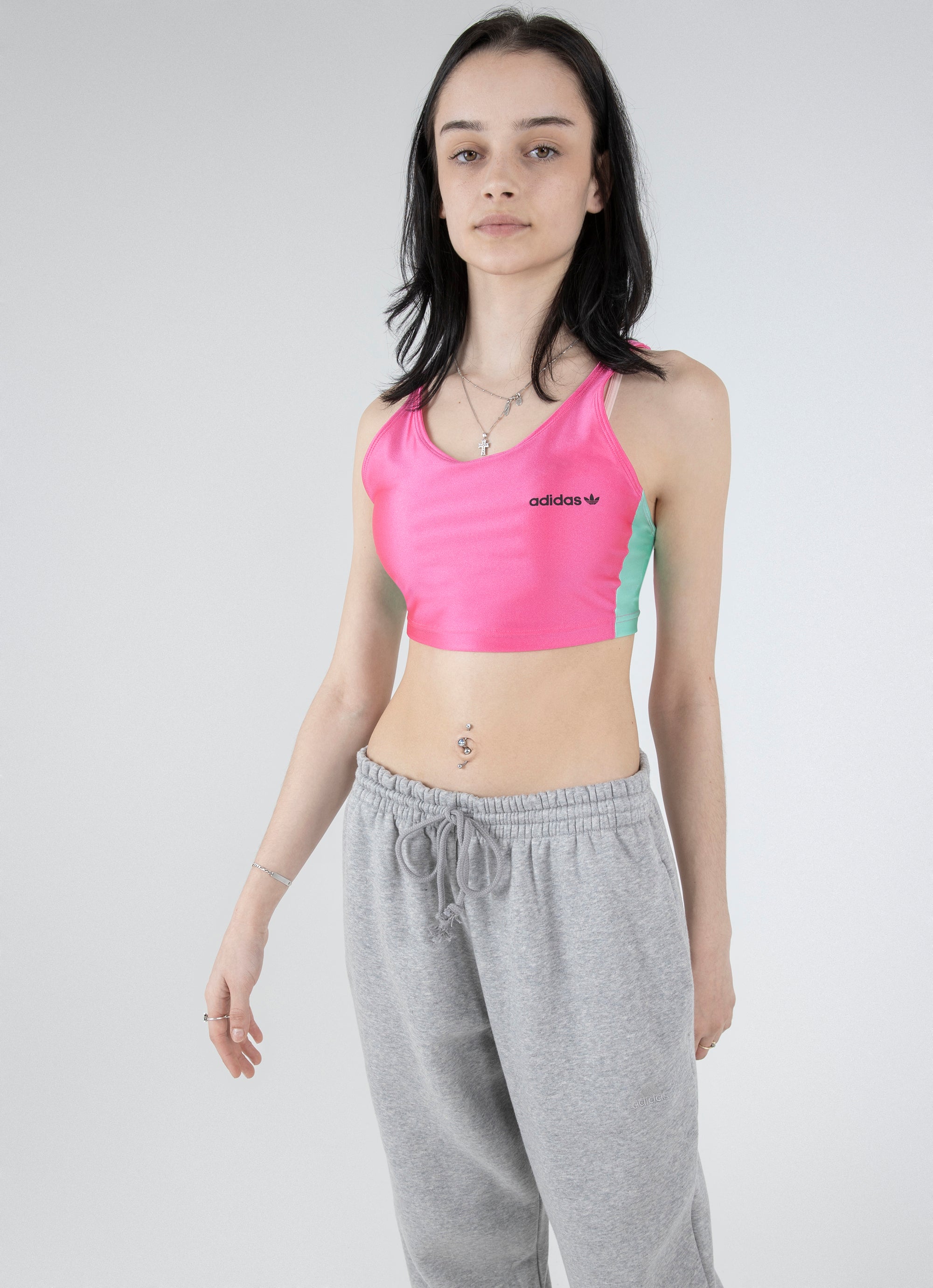 Pink adidas shop crop top