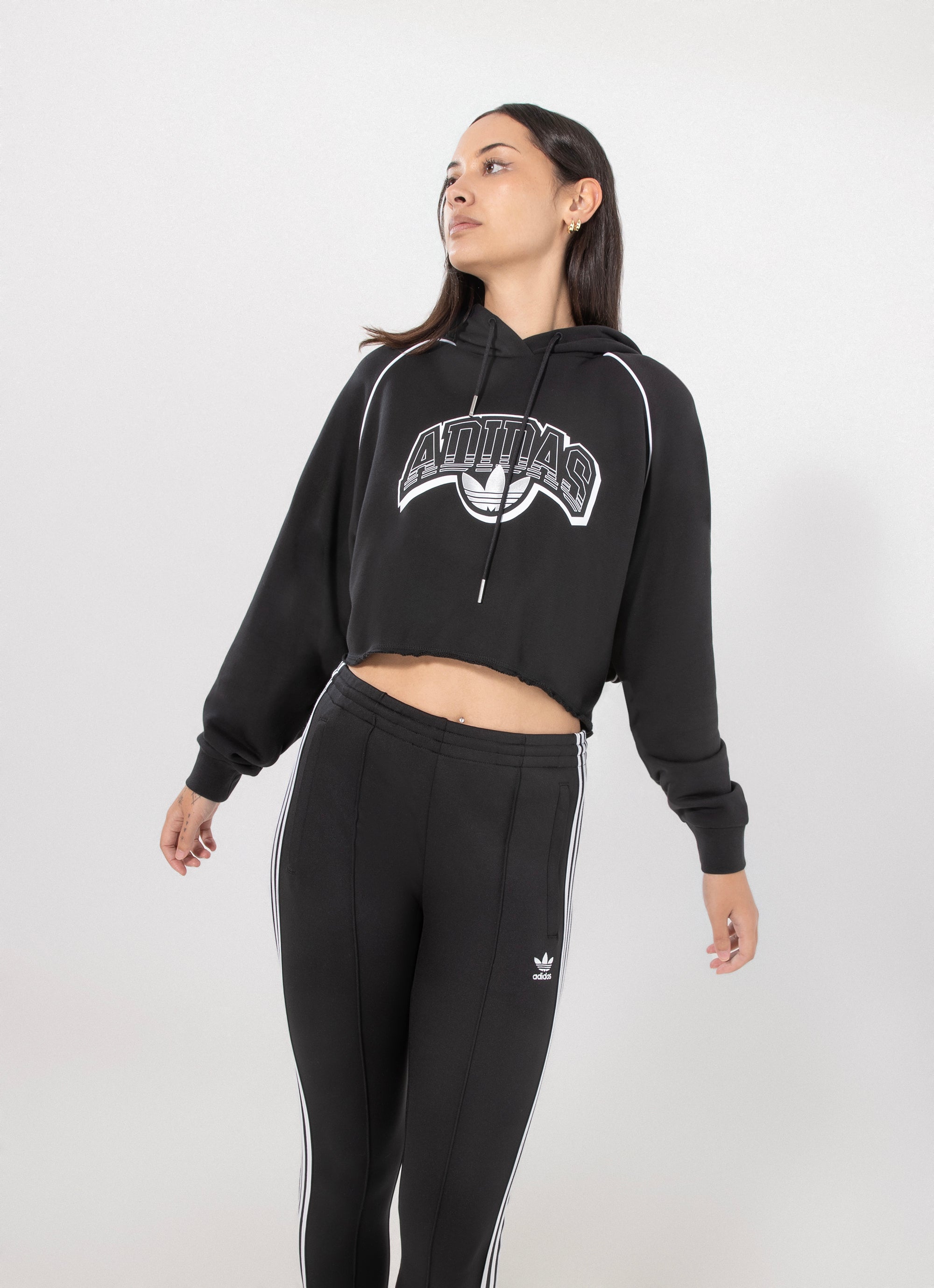 Adidas black crop top hoodie best sale