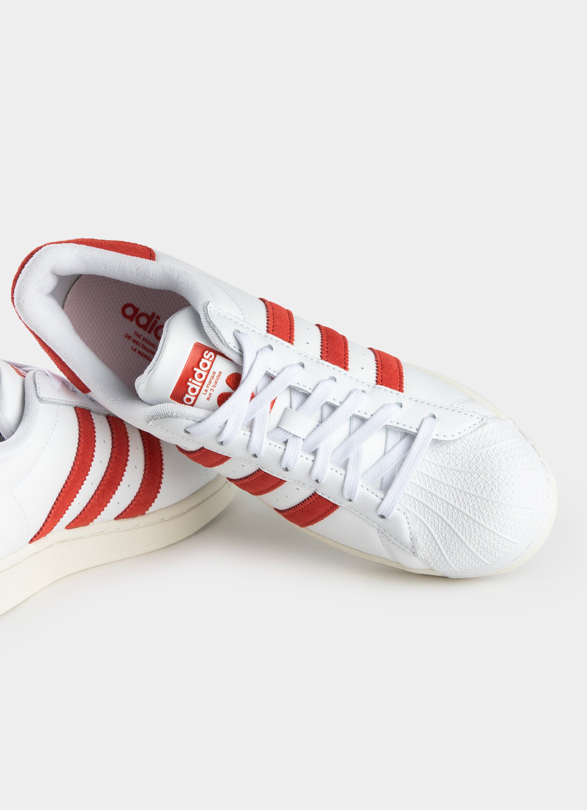 Adidas Originals Superstar Shoes Womens in White Red Rat