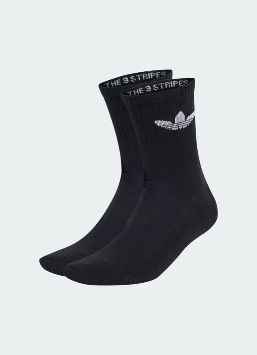Adidas Originals Trefoil Cushion Crew Socks 3 Pairs in Black | Red Rat