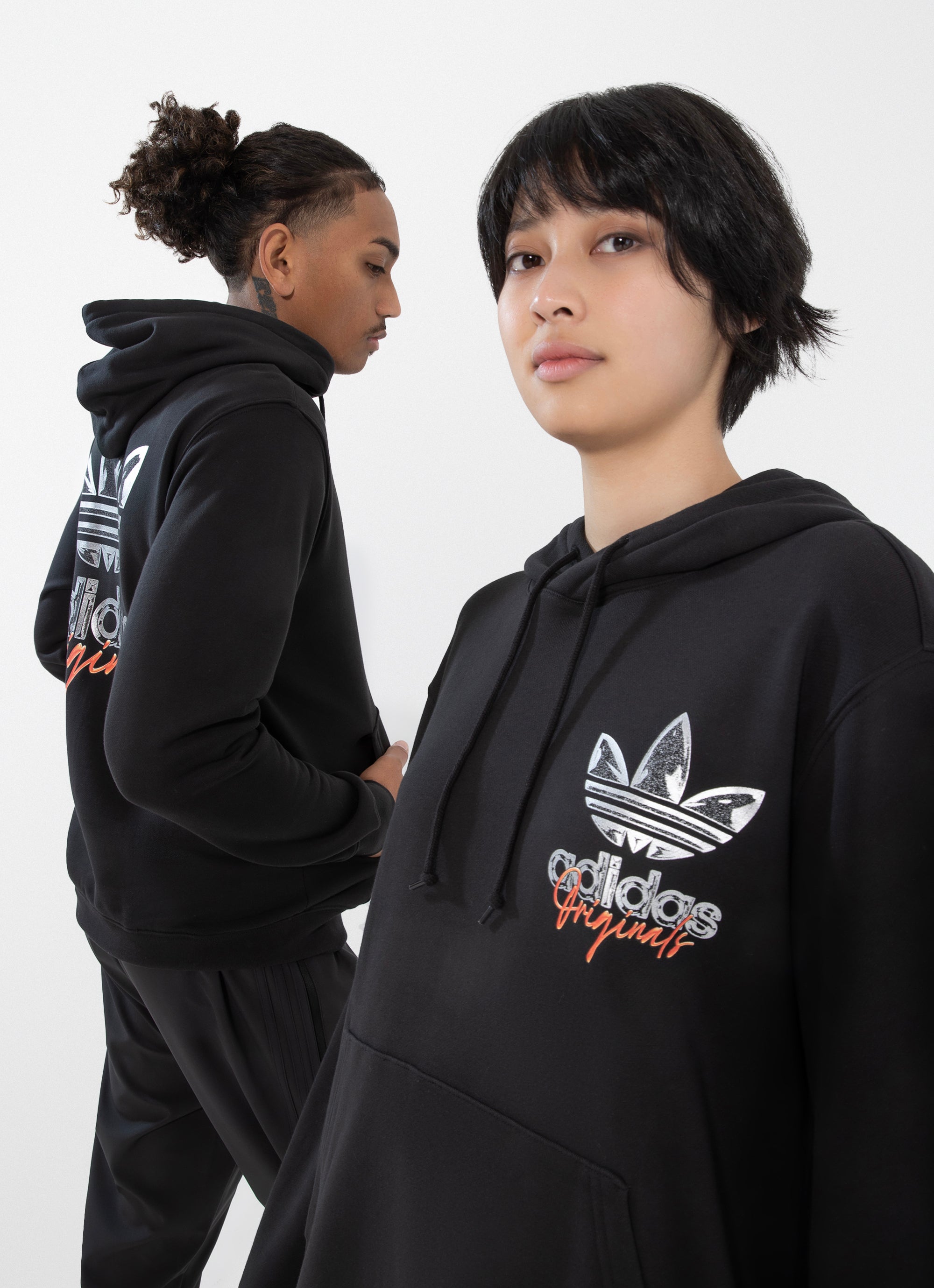 Adidas trefoil hoodie black deals womens