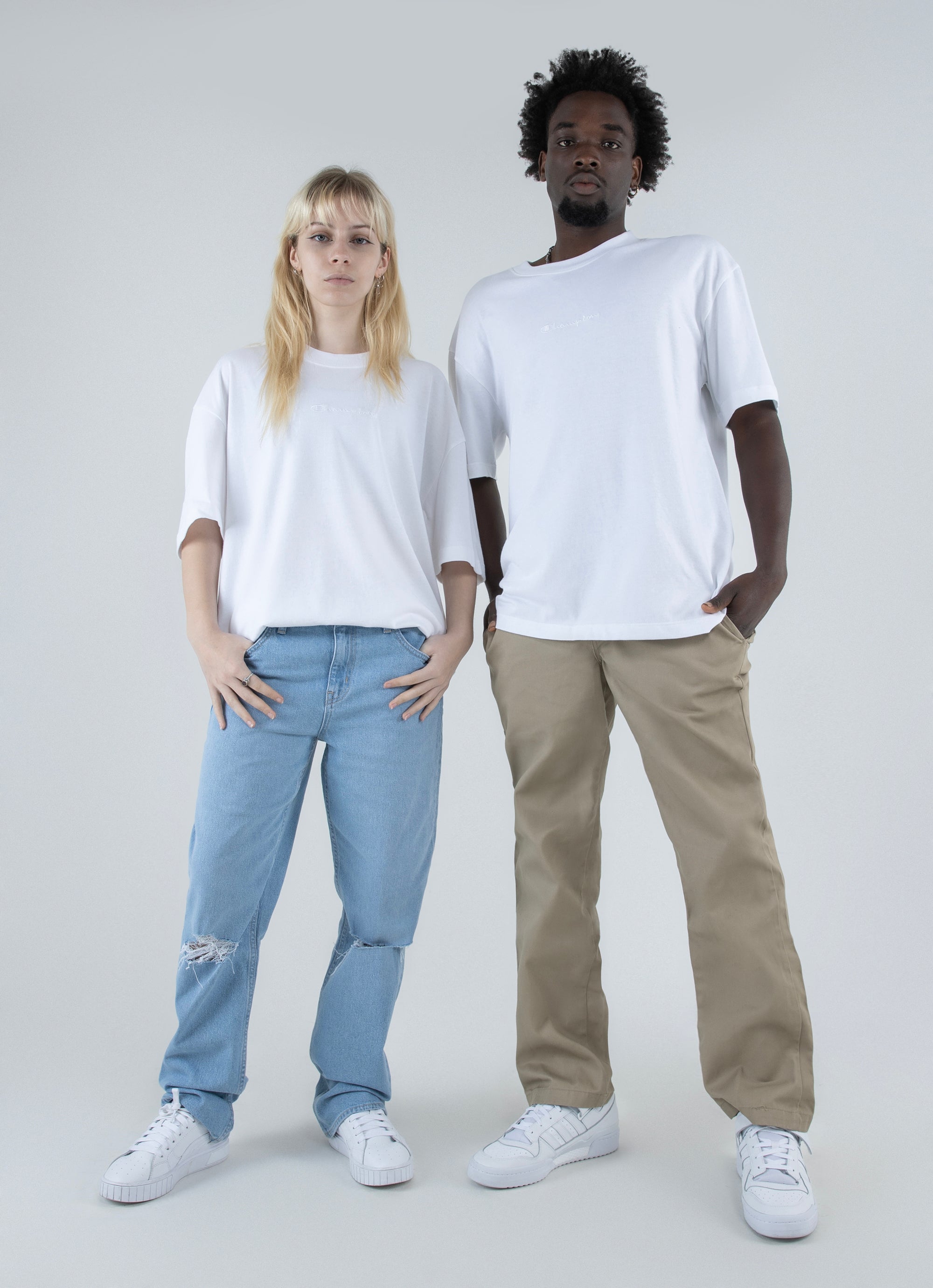 Champion script hotsell tee white