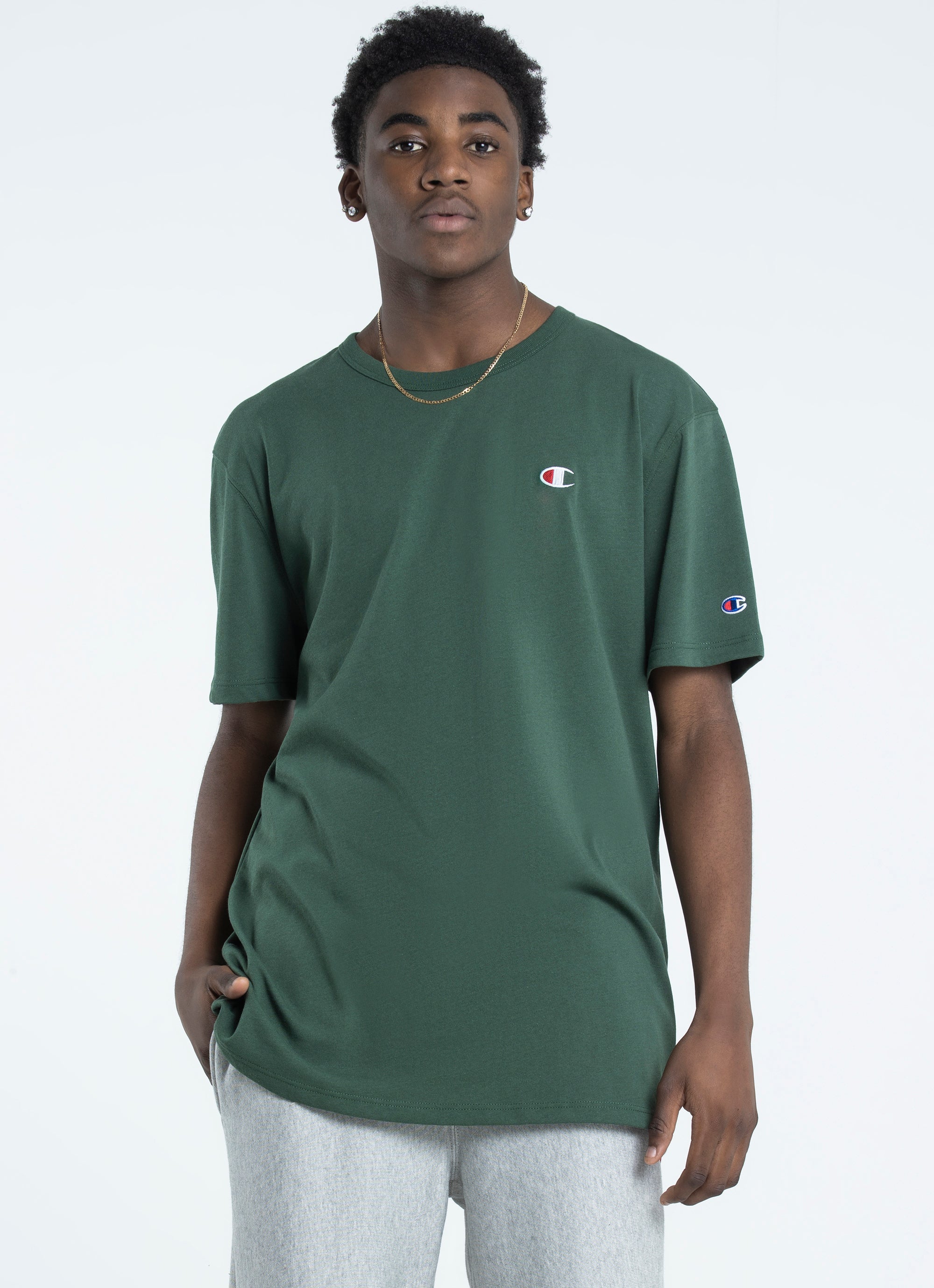 Dark green champion t shirt online