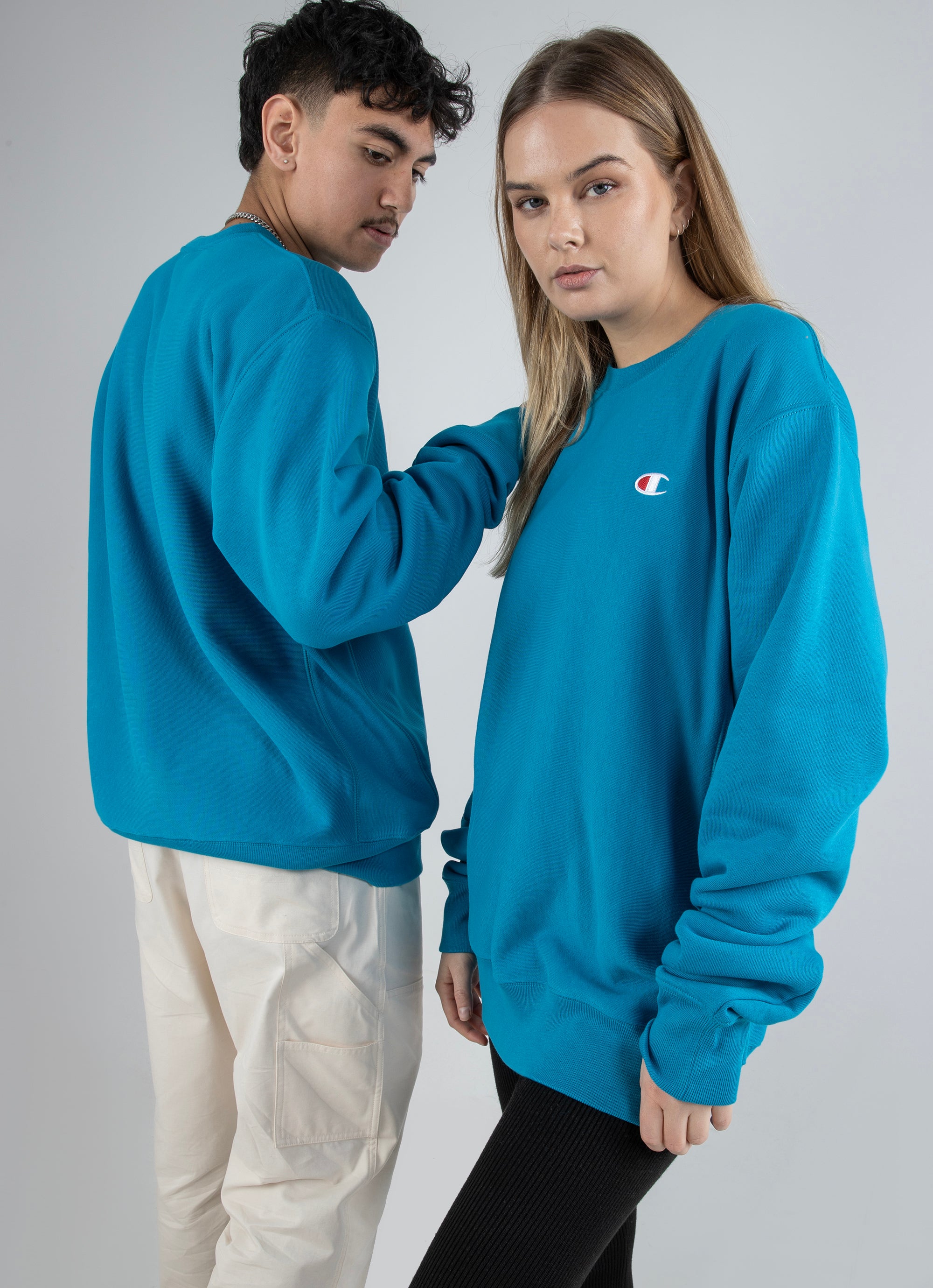 Champion Reverse Weave Crew in Blue | Red Rat