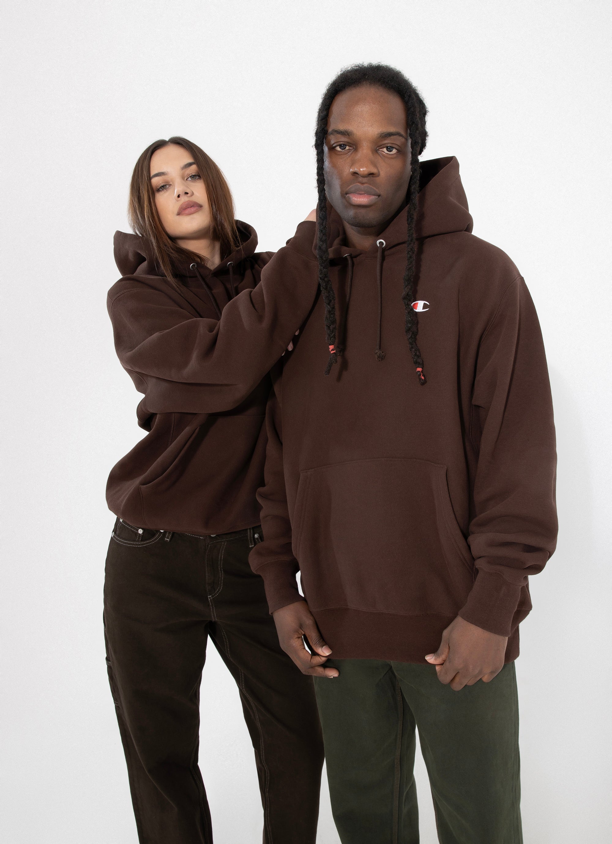 Champion Reverse Weave Hoodie in Brown Red Rat