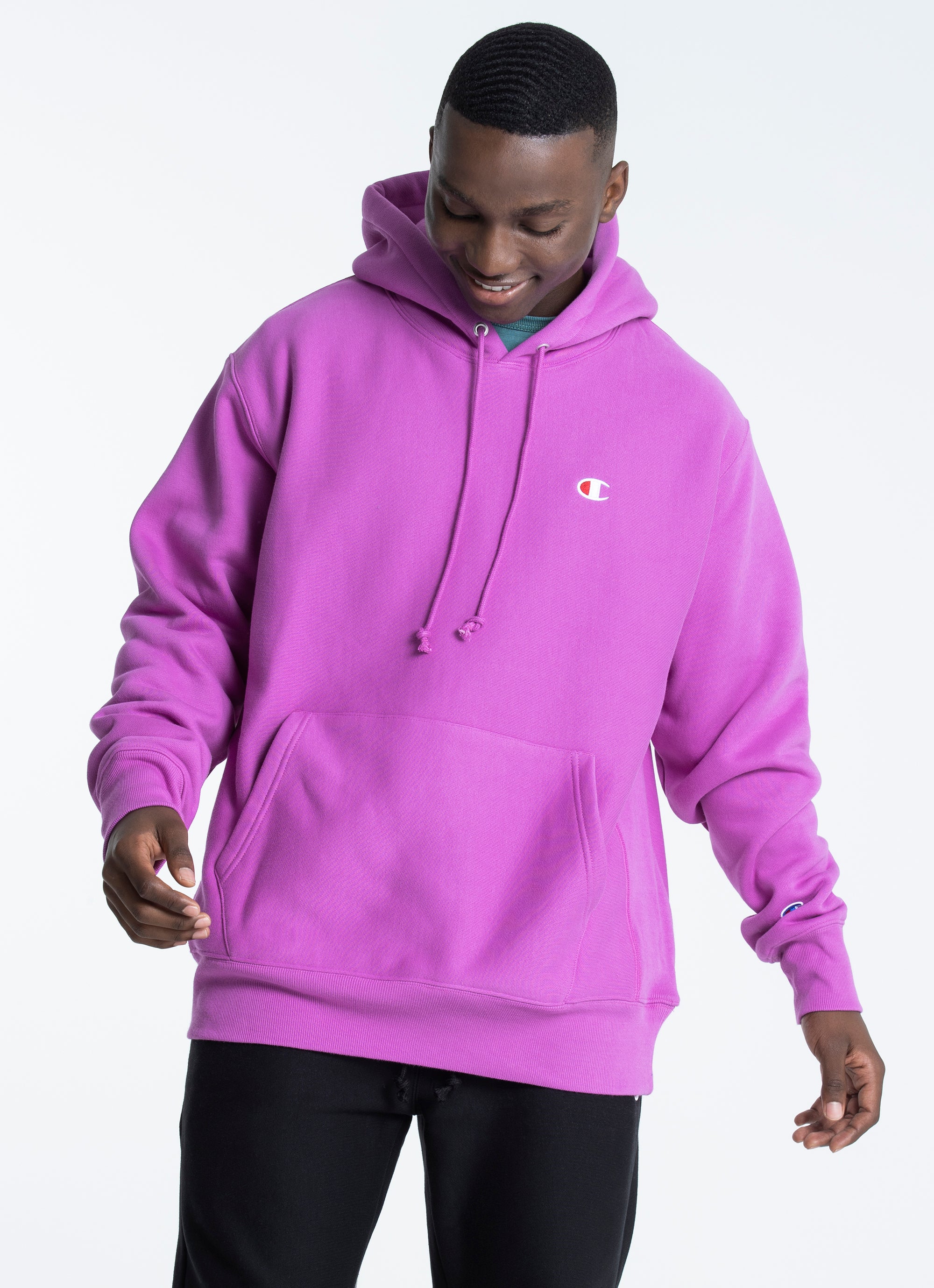 purple champion reverse weave hoodie