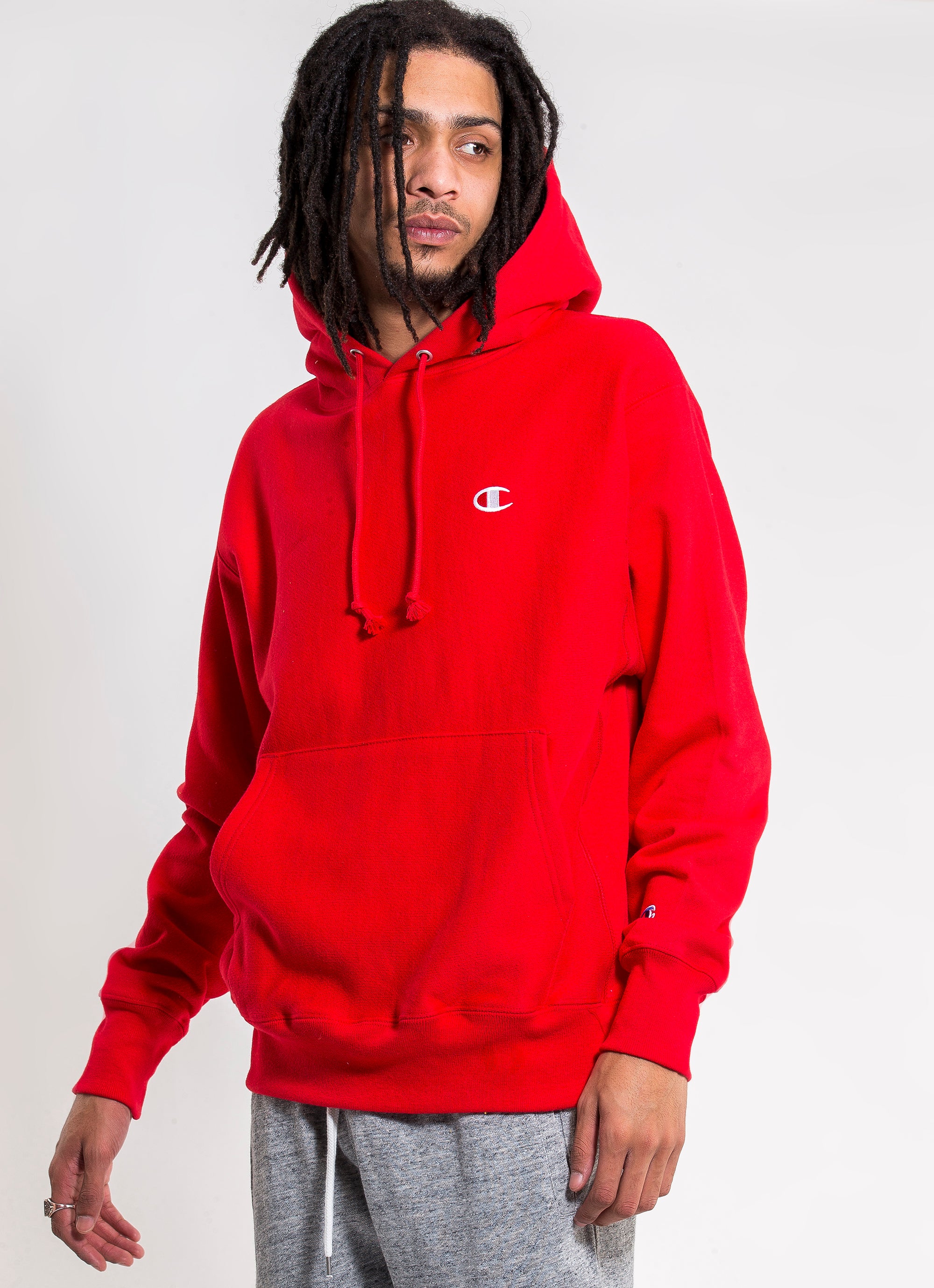 champion reverse weave scarlet red hoodie