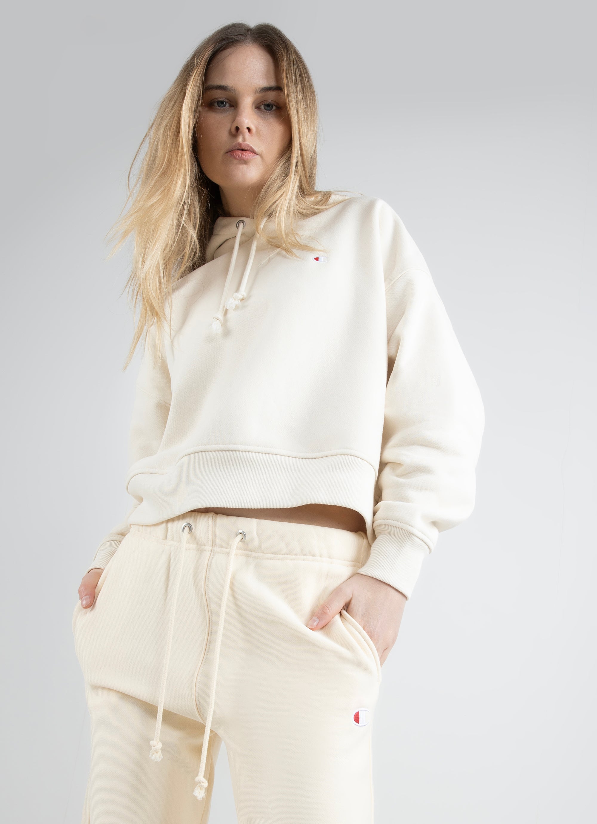 Champion reverse weave 2025 white womens crop hoodie