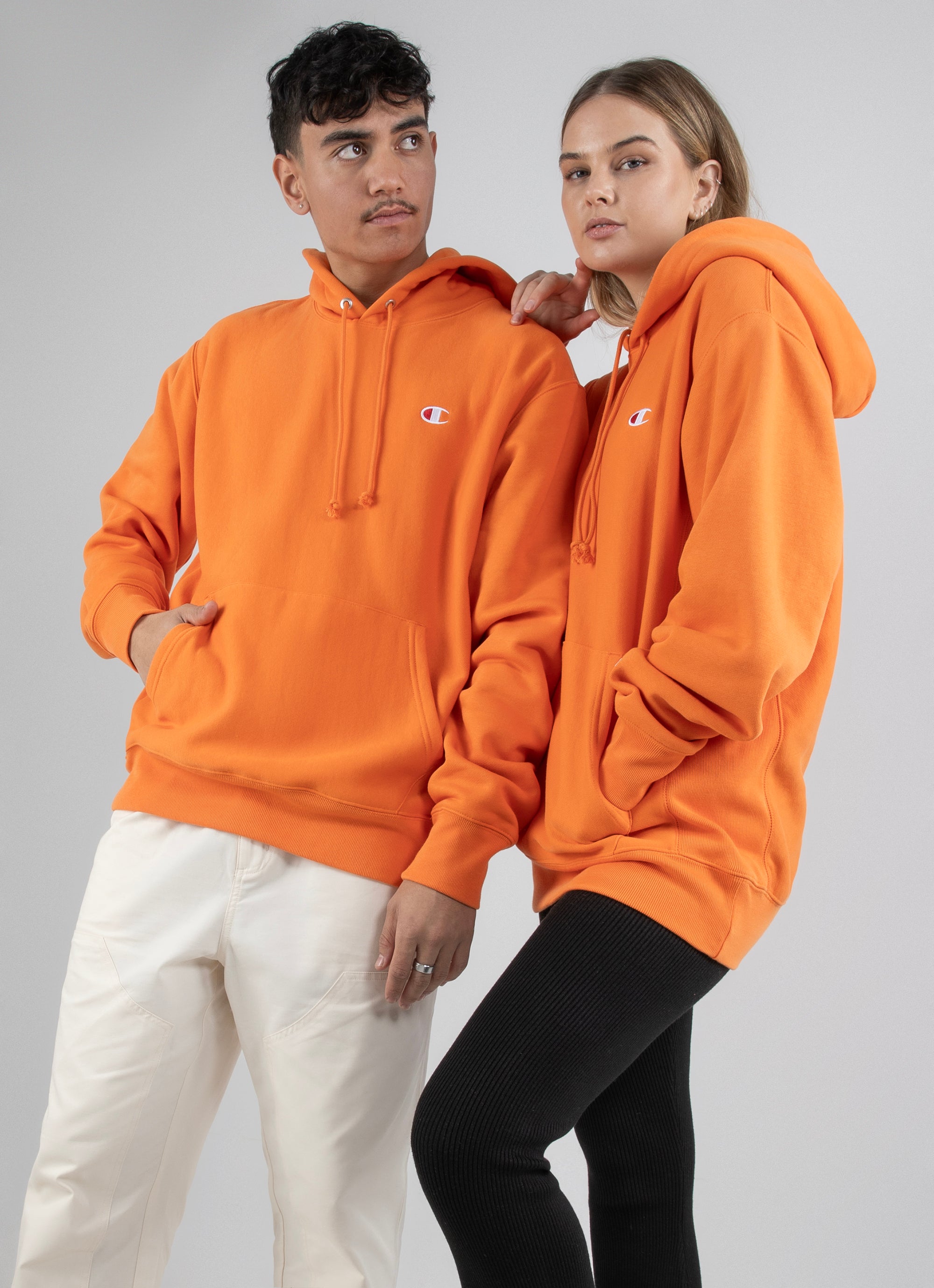 Orange champion 2025 reverse weave hoodie