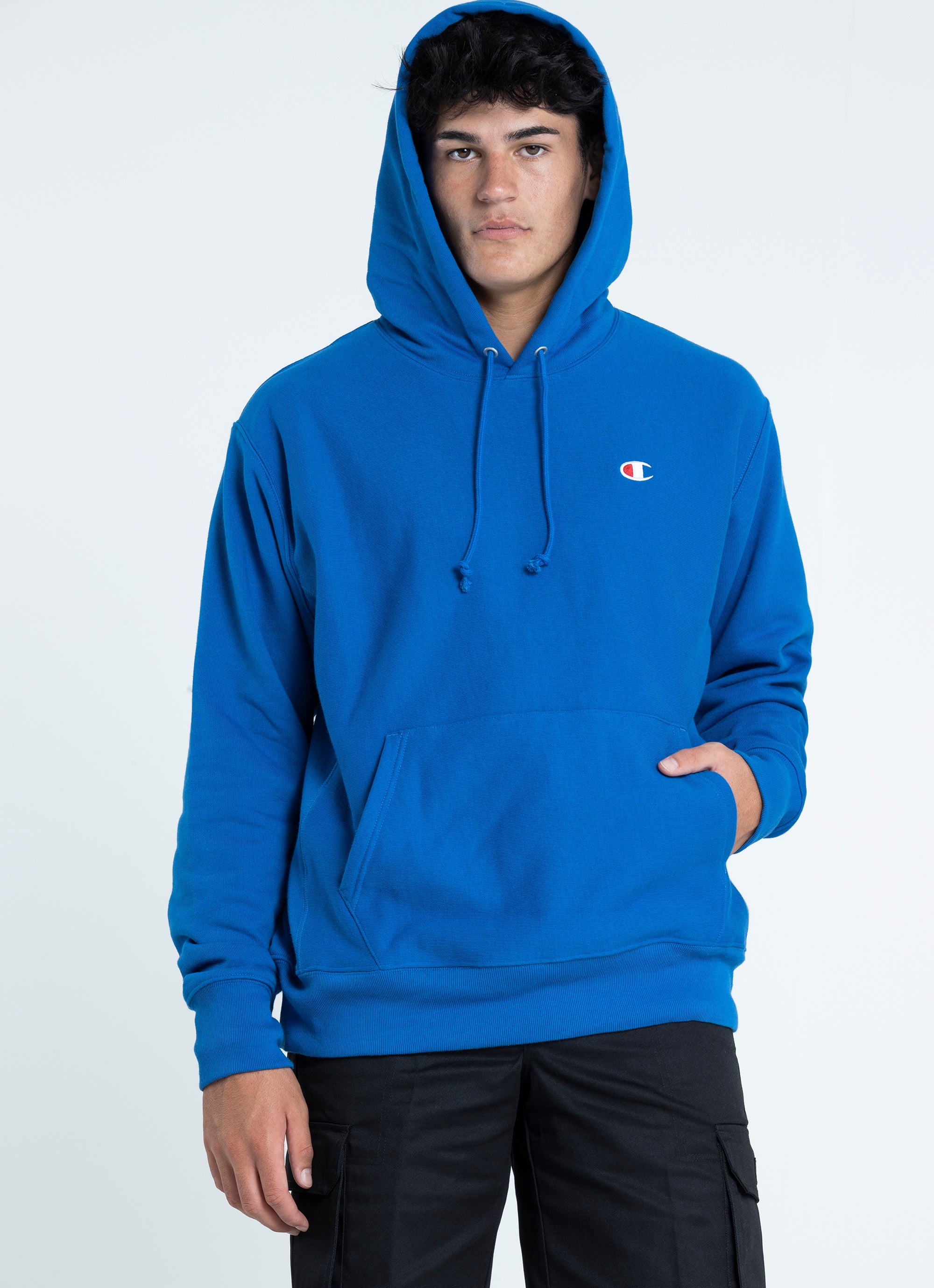 Champion Reverse Weave Terry Hoodie in Blue Red Rat