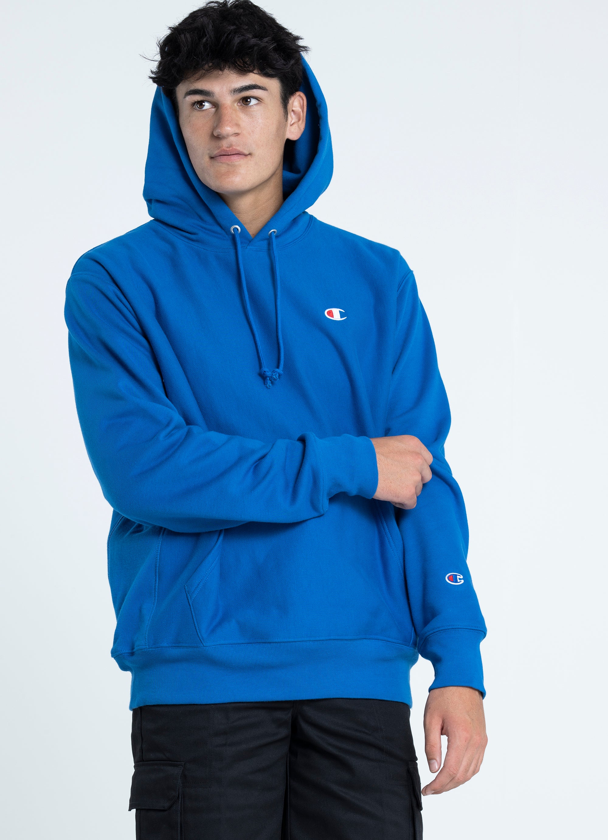 Champion reverse weave hoodie navy outlet blue