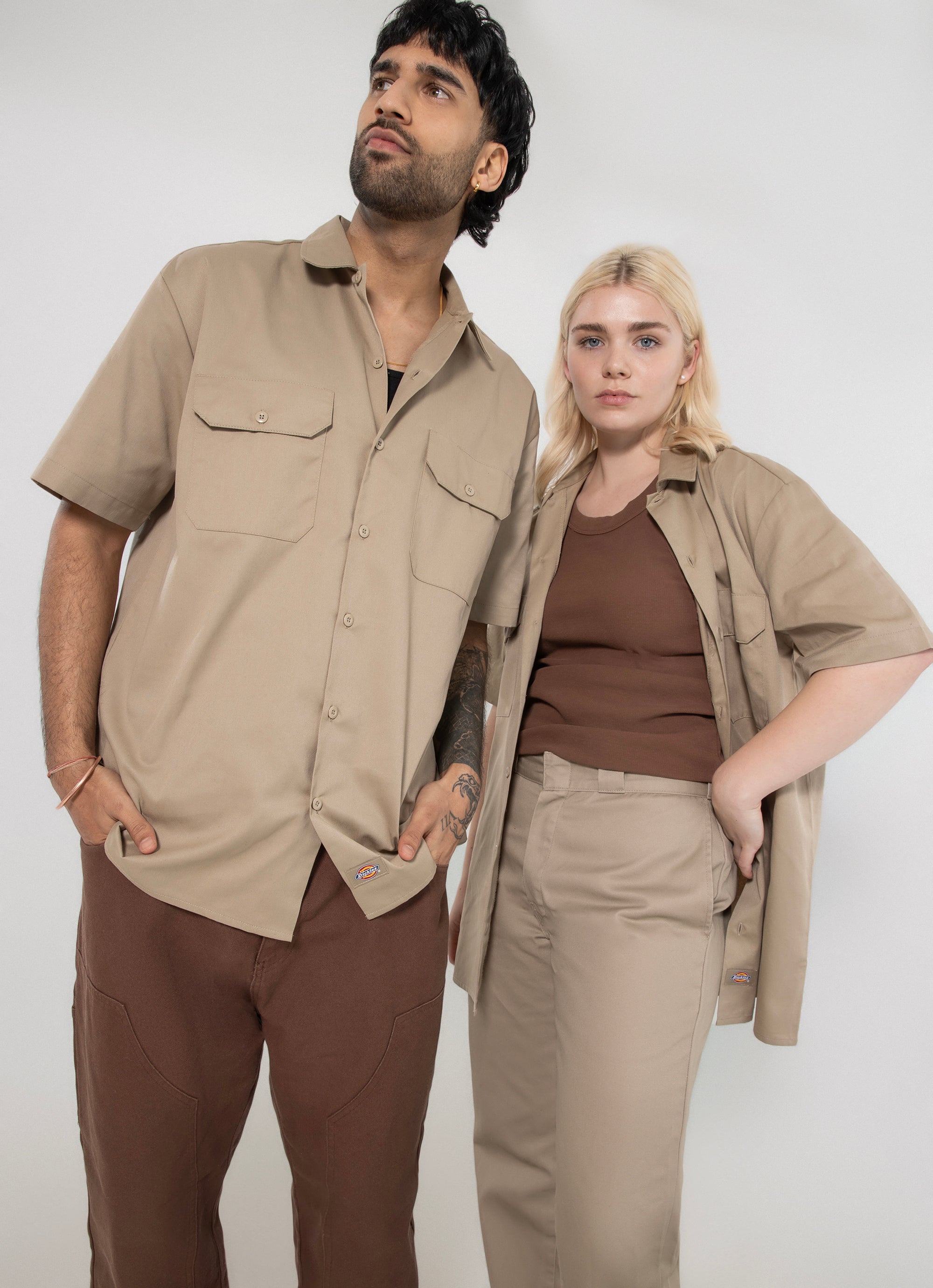 Dickies 1574 Short Sleeve Shirt in Brown Red Rat