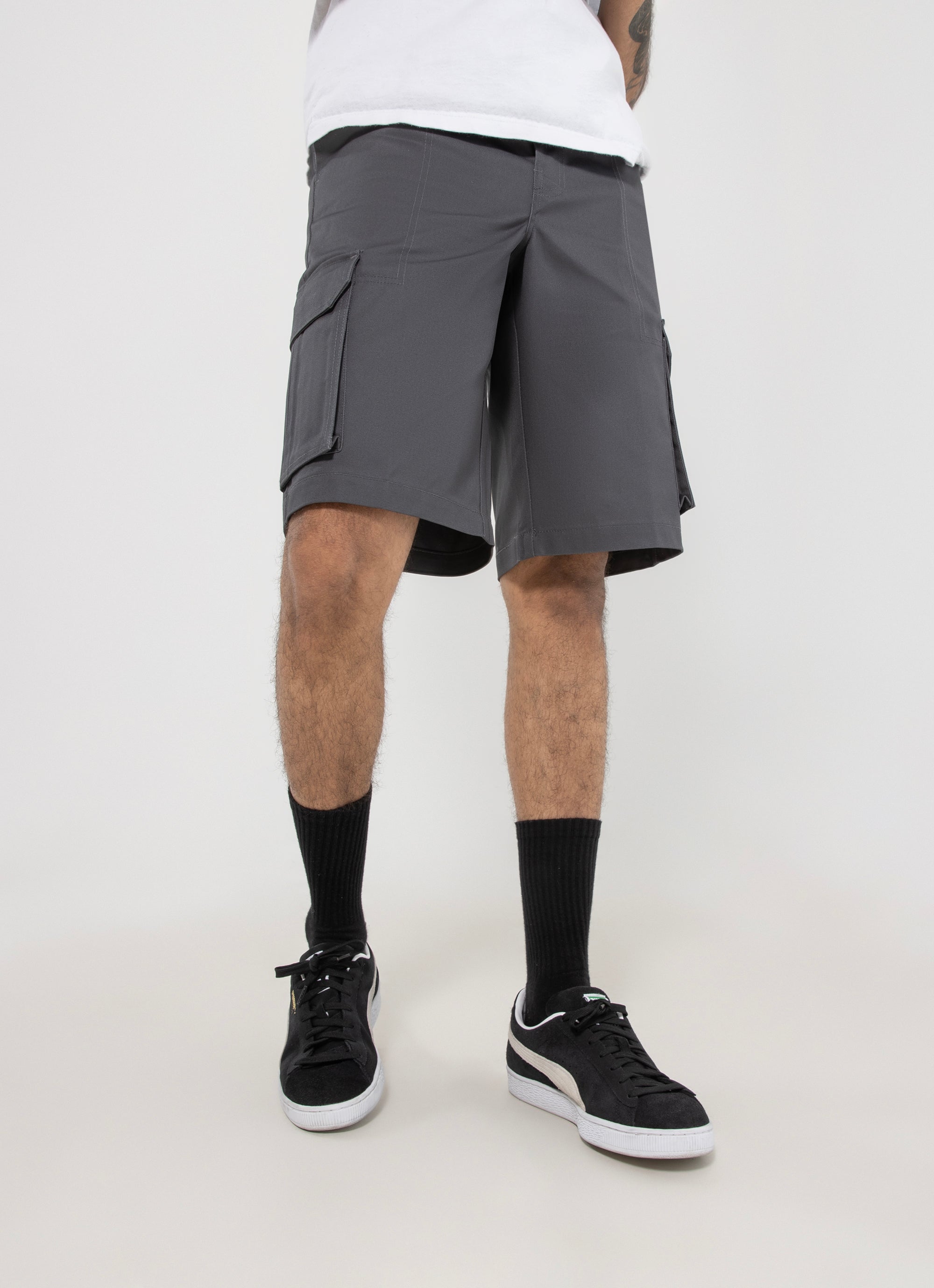 Dickies Slim Cargo Short in Grey Red Rat