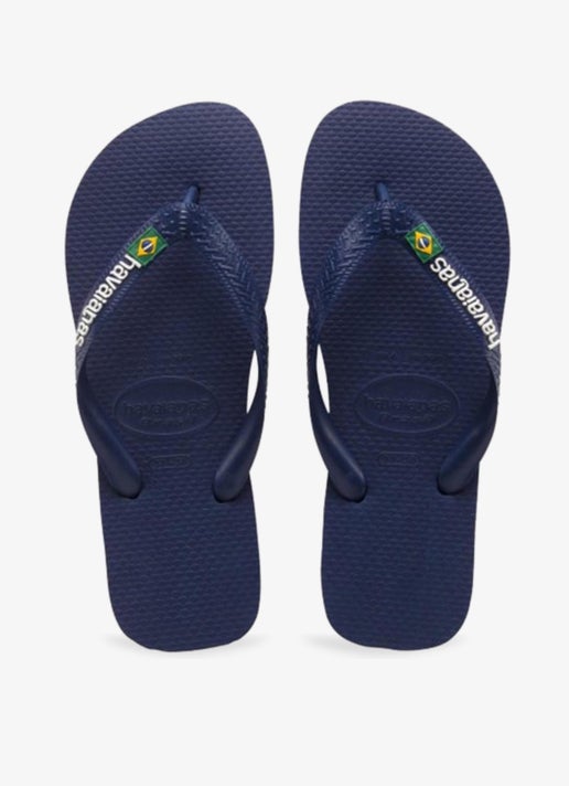 Havaianas Brazil Logo Jandals in Blue | Red Rat