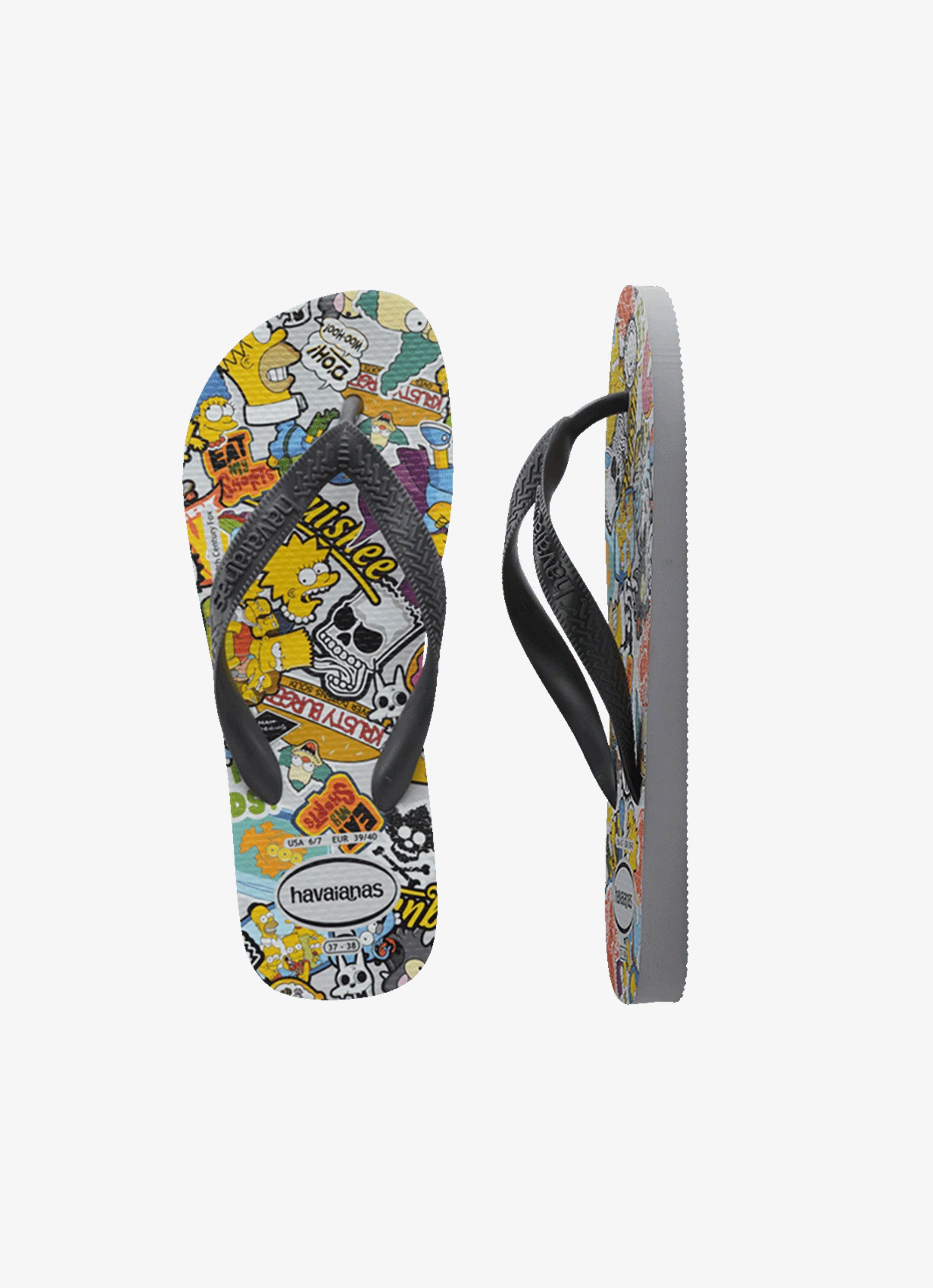 Havaianas Mens and Womens The Simpsons Flip Flop Sandal, Ice Grey