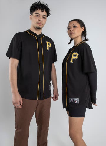 PITTSBURGH PIRATES Majestic MLB Black Warm-up Pocket Jersey Shirt Adult  Size M