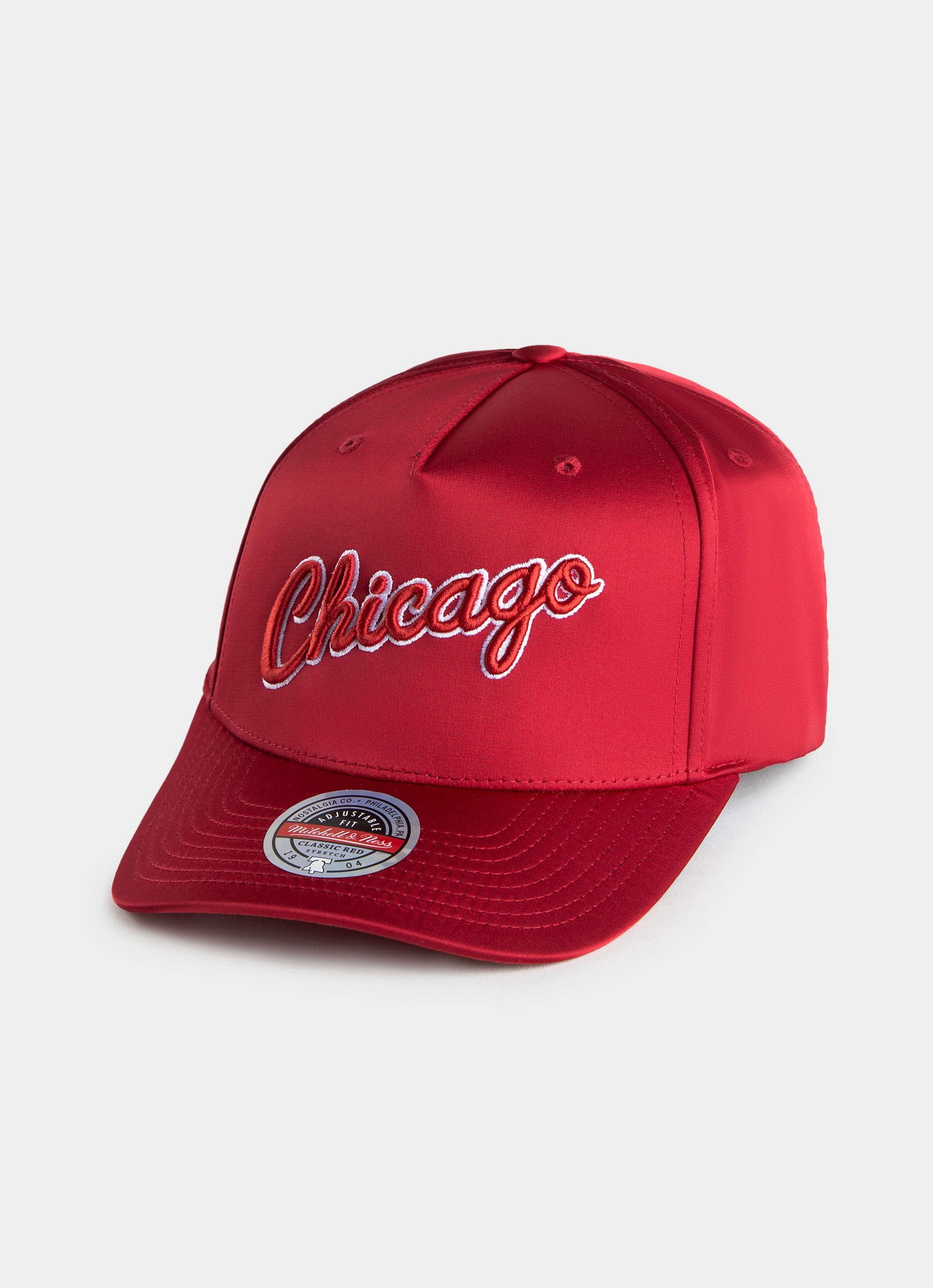 Mitchell Ness Nba Chicago Bulls Satin Snapback Cap in Red Red Rat