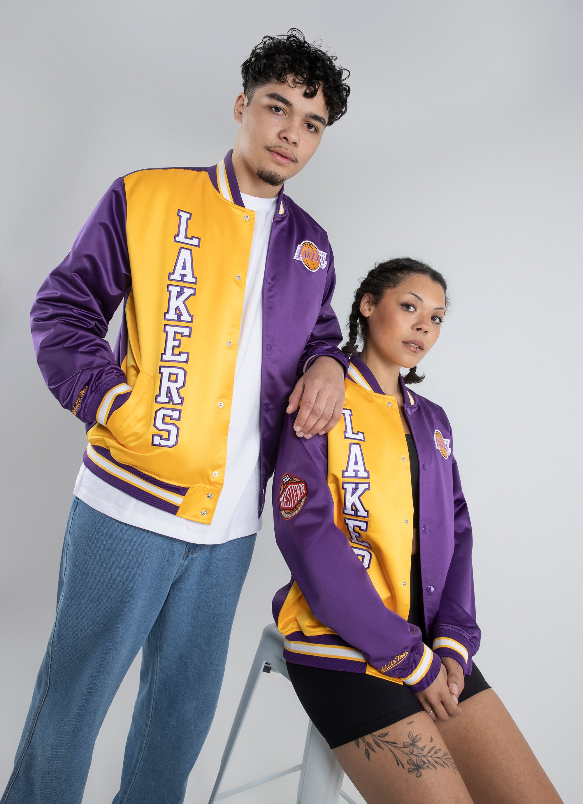 Mitchell & Ness Nba Los Angeles Lakers Light Satin Jacket in