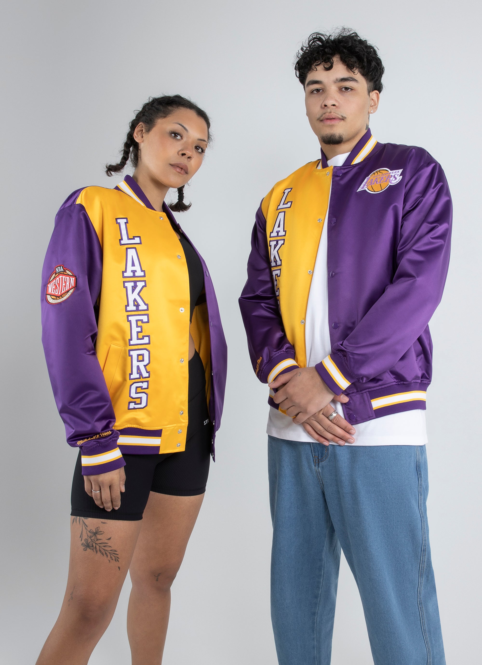 Mitchell & ness lakers jacket hot sale