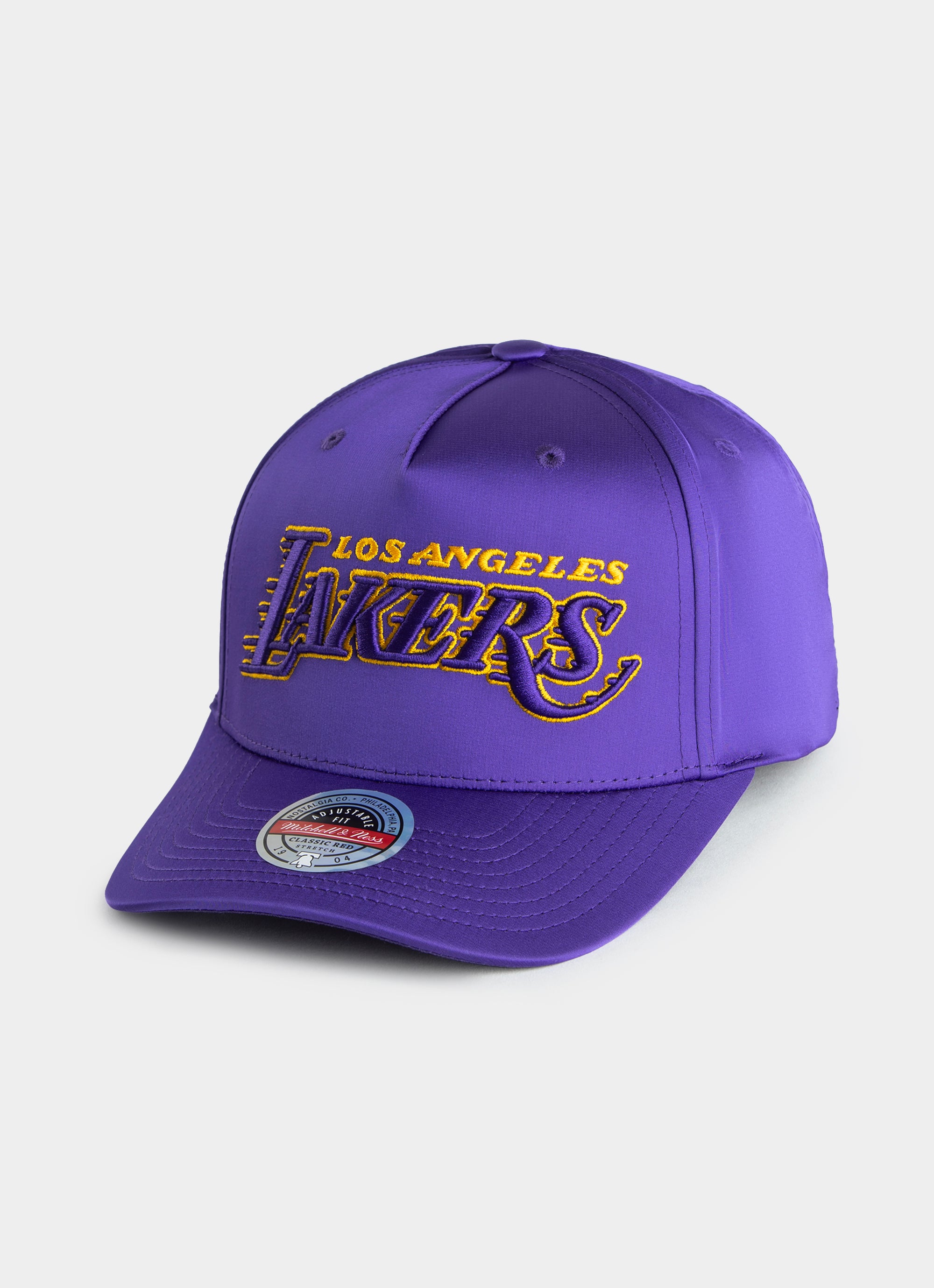 Mitchell Ness Nba Los Angeles Lakers Satin Snapback Cap in Purple Red Rat