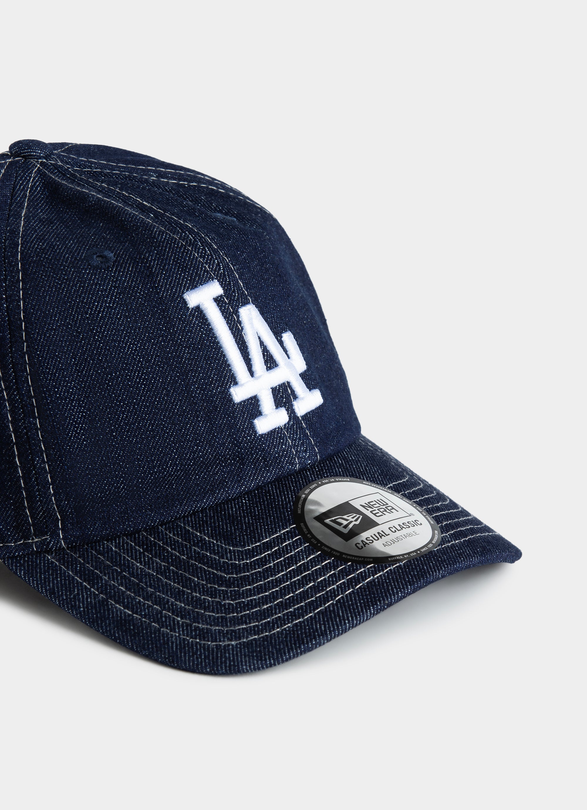 New Era Mlb Los Angeles Dodgers Denim Contrast Casual Classic Cap in Blue Red Rat