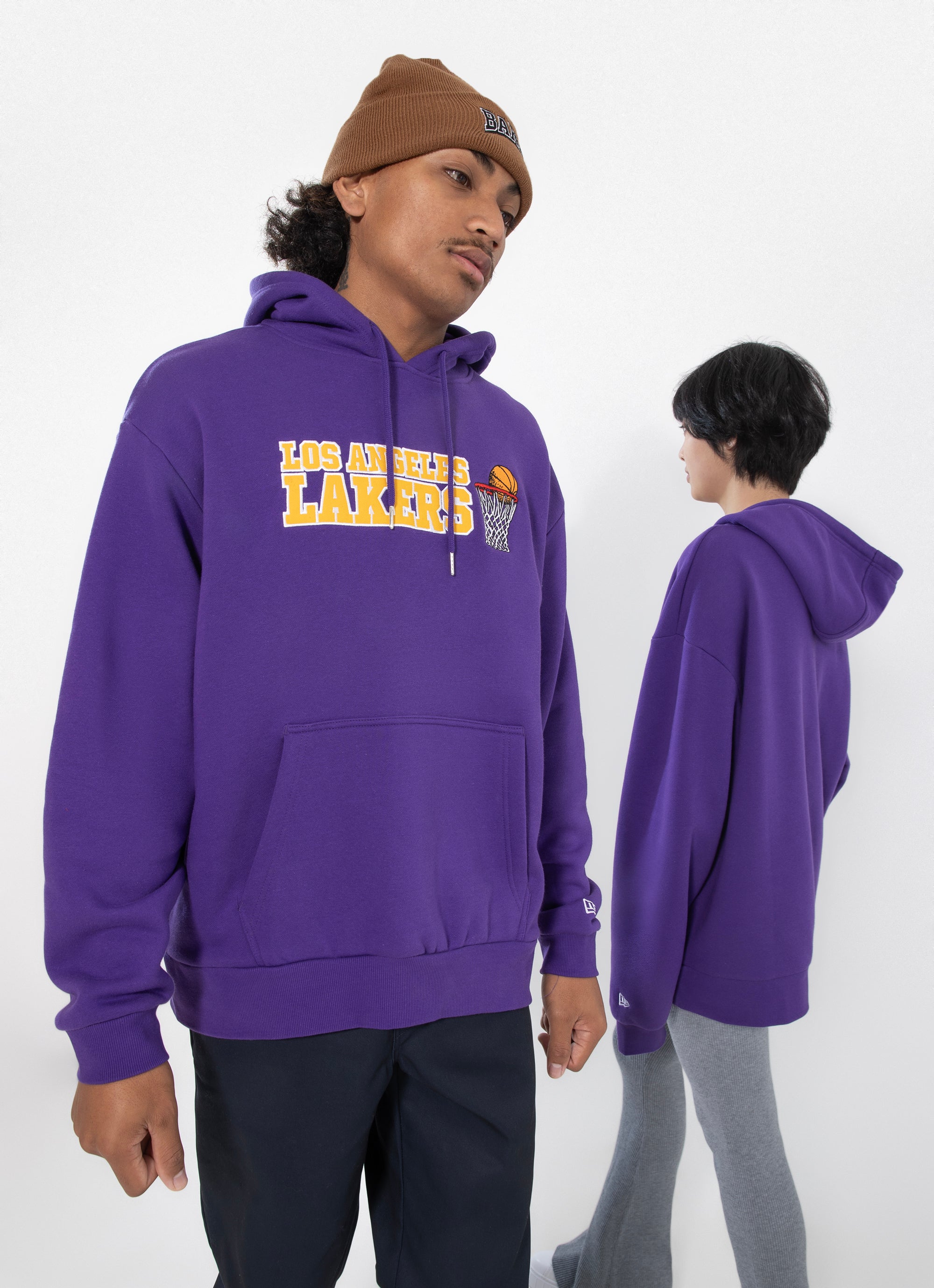 New Era Nba L.a Lakers Net Oversize Fit Hoodie in Purple Red Rat