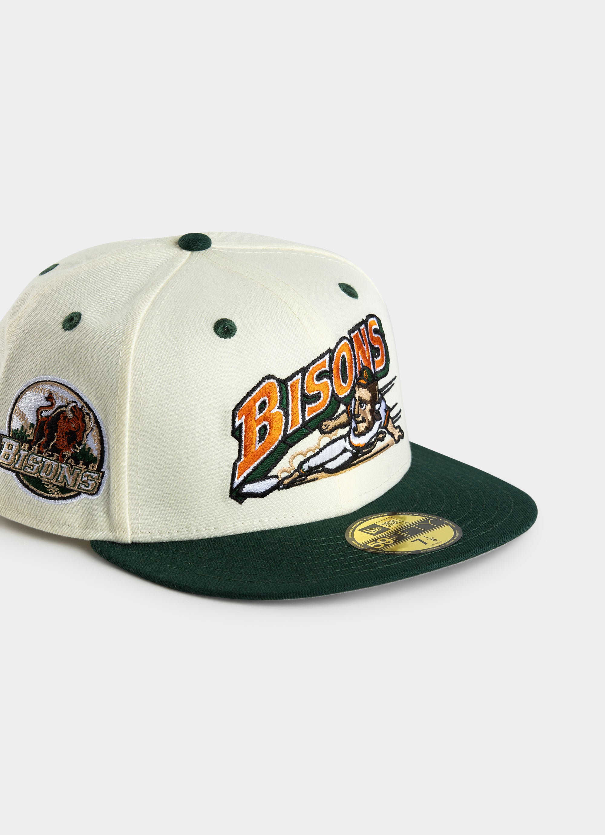 New Era Rusty Green & Chrome 59fifty Buffalo Bisons Cap in White