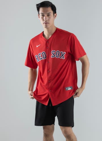 MLB Boston Red Sox Women's Short Sleeve Button Down Mesh Jersey 