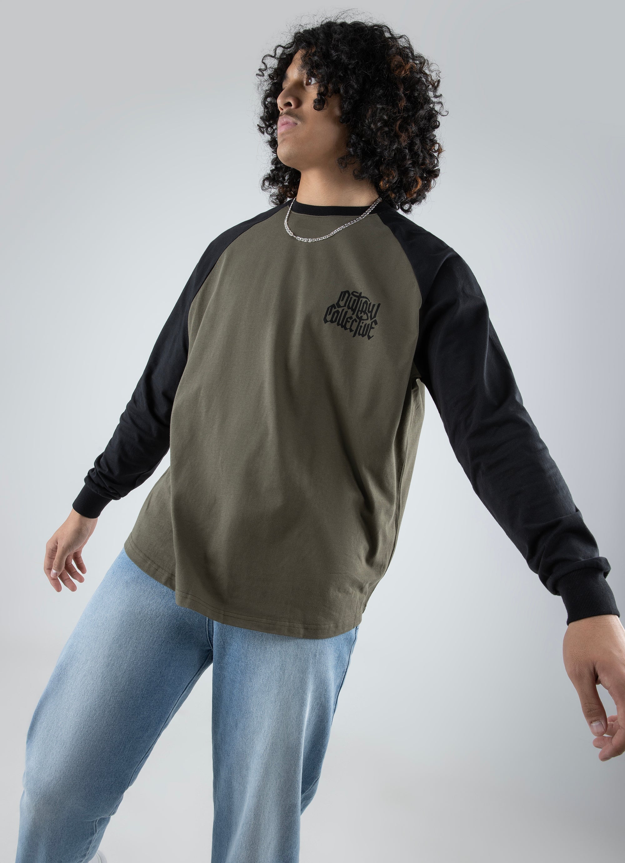 olive green baseball tee