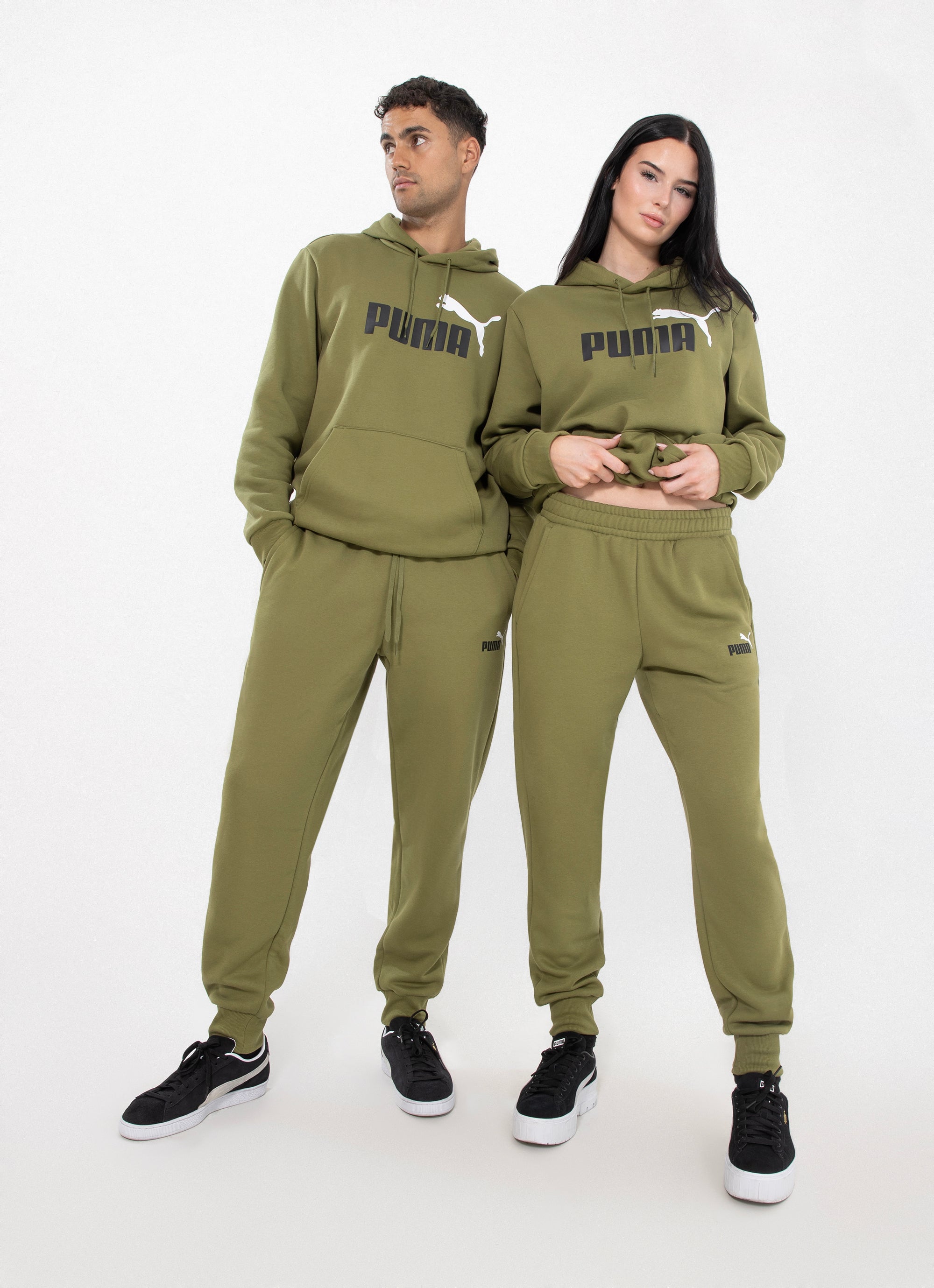 Puma tracksuit olive green hotsell