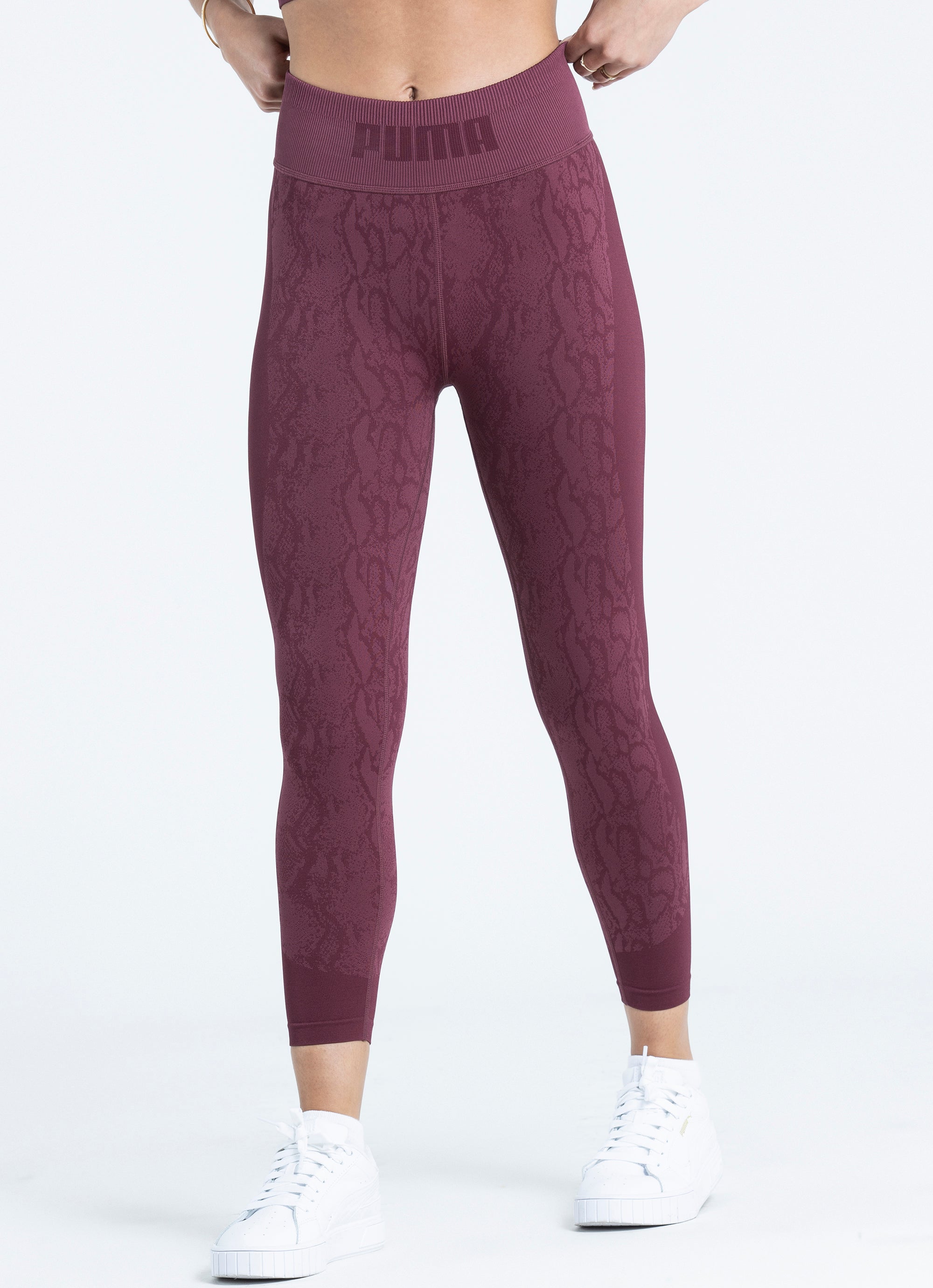 Puma Form Knit Seamless High Waist 7/8 Tight in Maroon