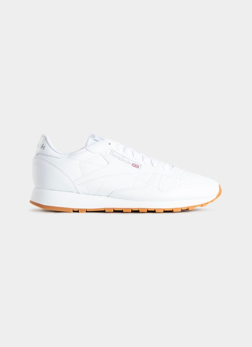 Reebok Classic Leather Shoes in White | Red Rat