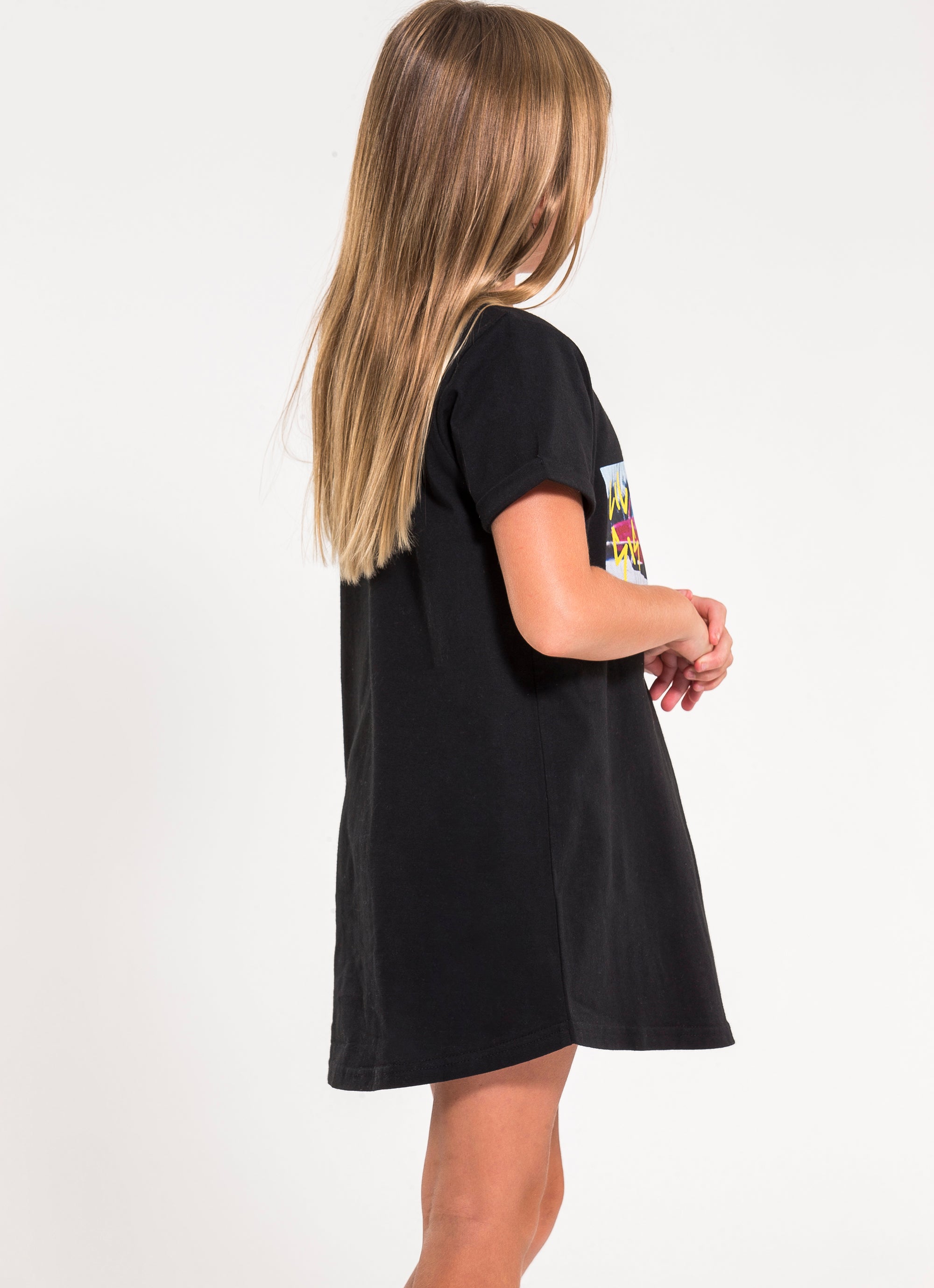 girls black tshirt dress