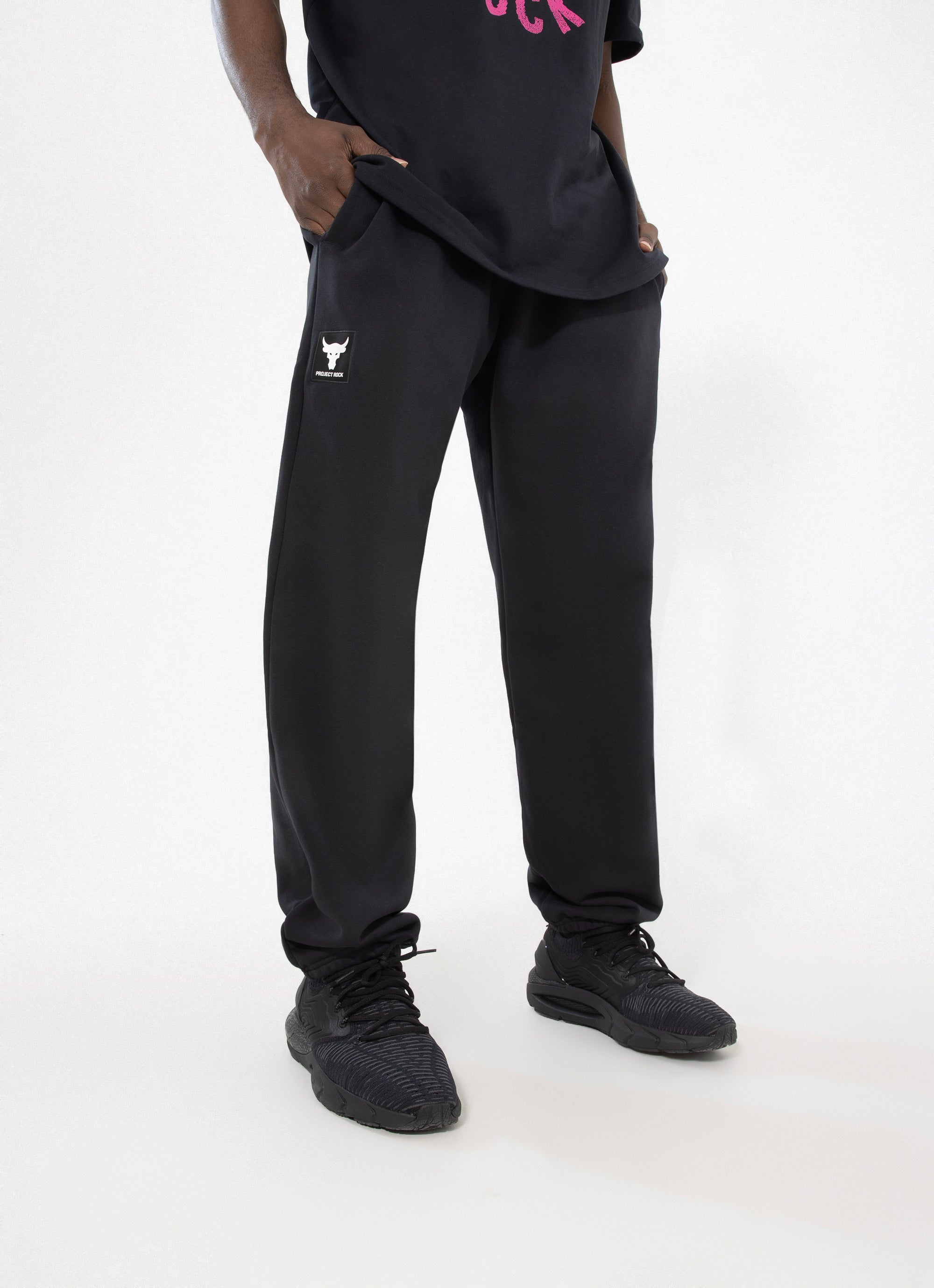 Under Armour Project Rock Heavyweight Terry Jogger in Black Red Rat