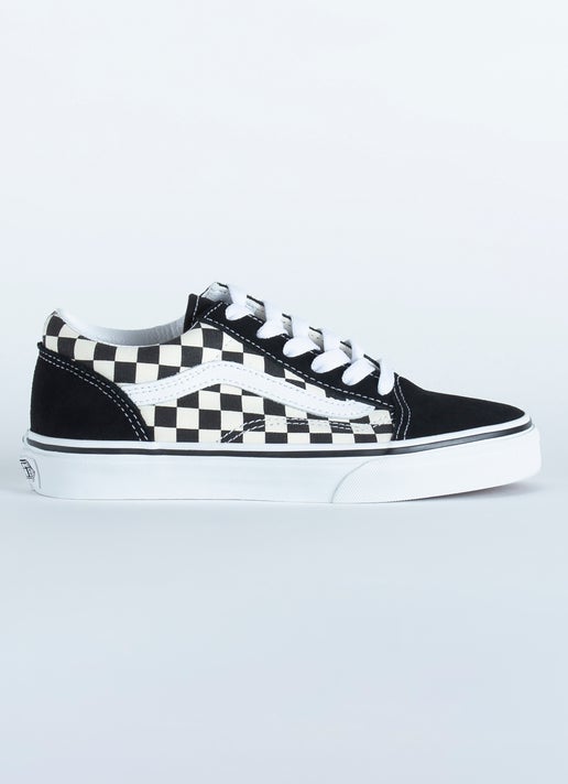 Vans Old Skool Primary Check Shoes - Kids in Black | Red Rat