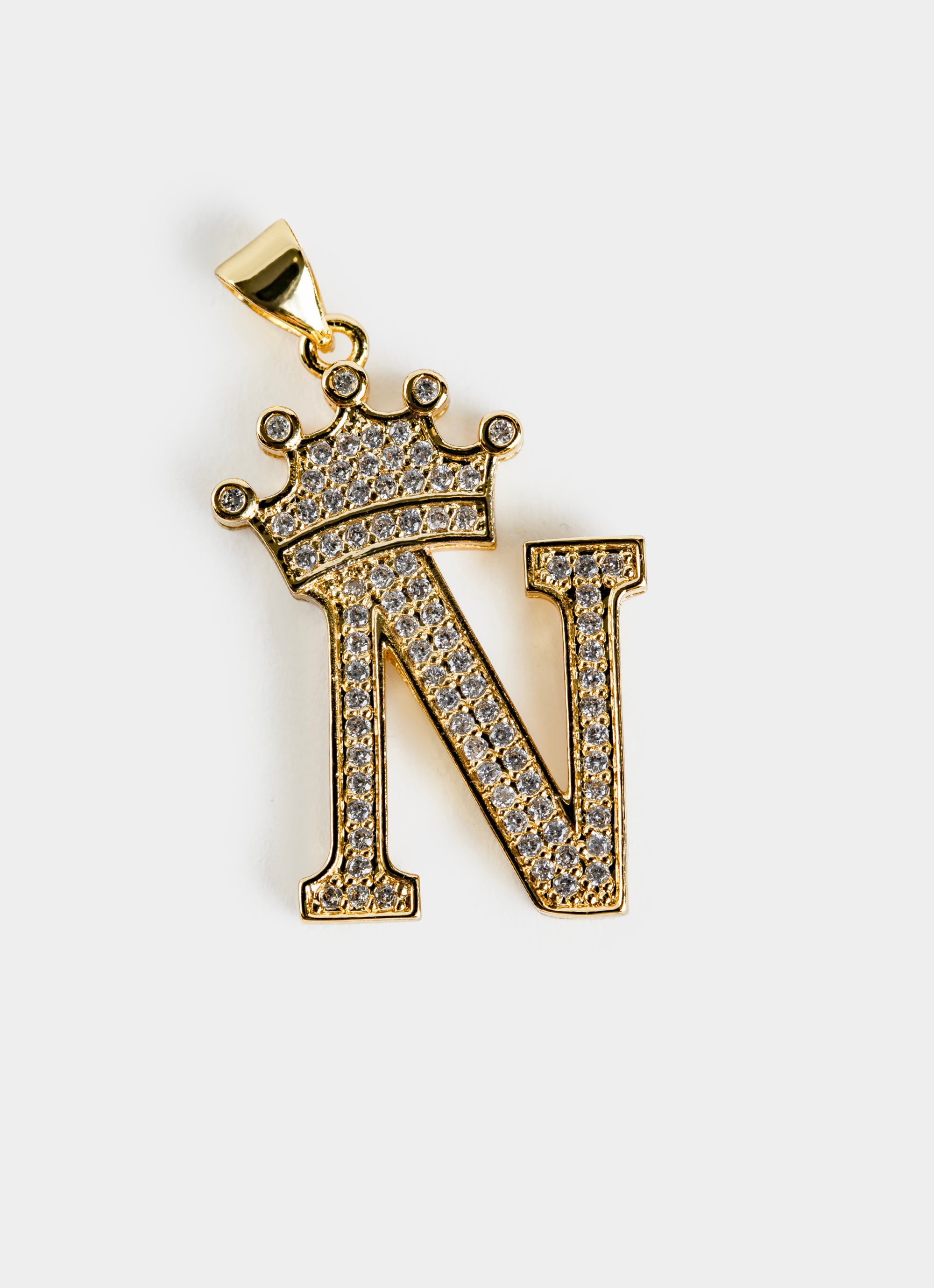 Vendetta Crown Letter N Pendant in Gold | Red Rat